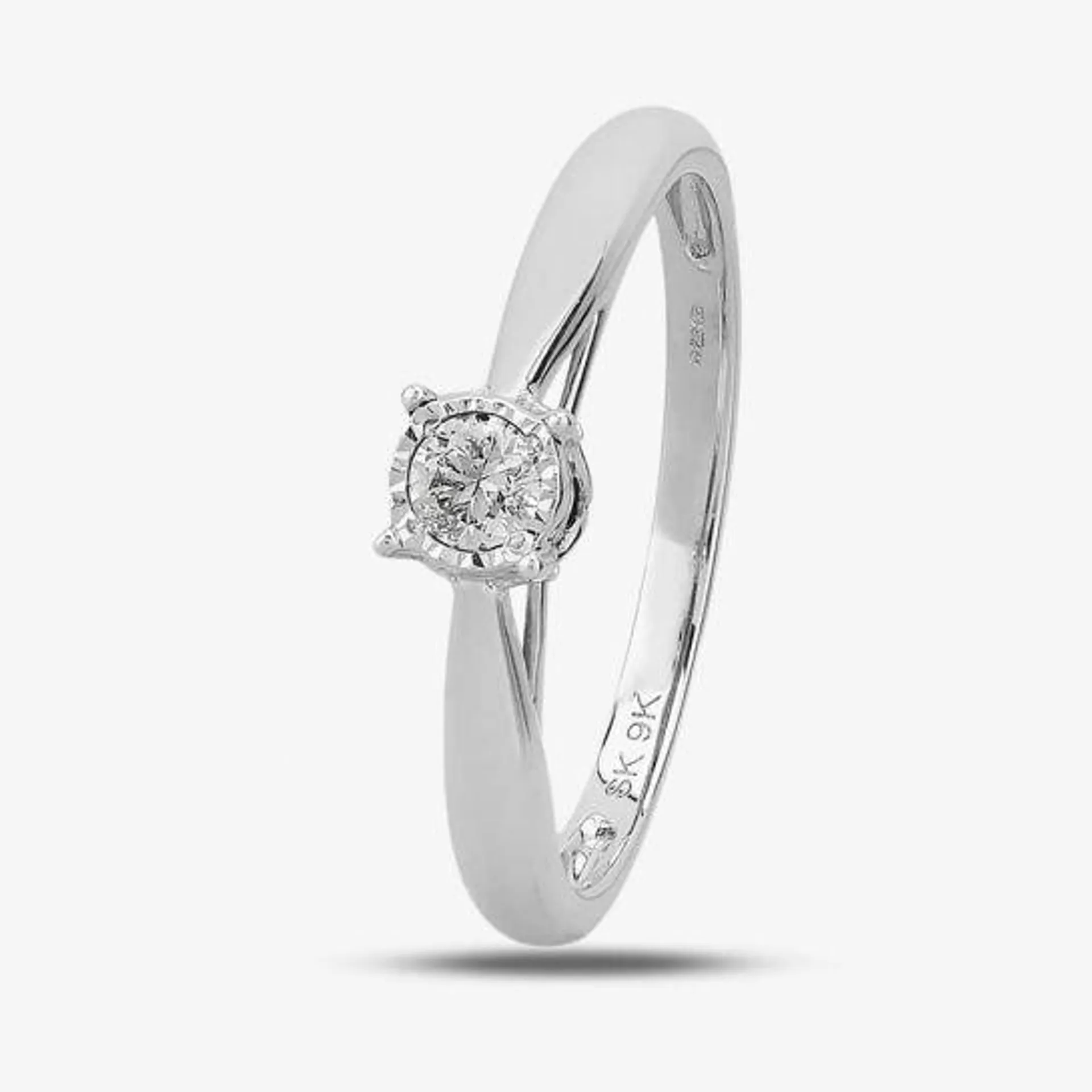 9ct White Gold 0.25ct Diamond Mount Accent Solitaire Ring THR20232-25