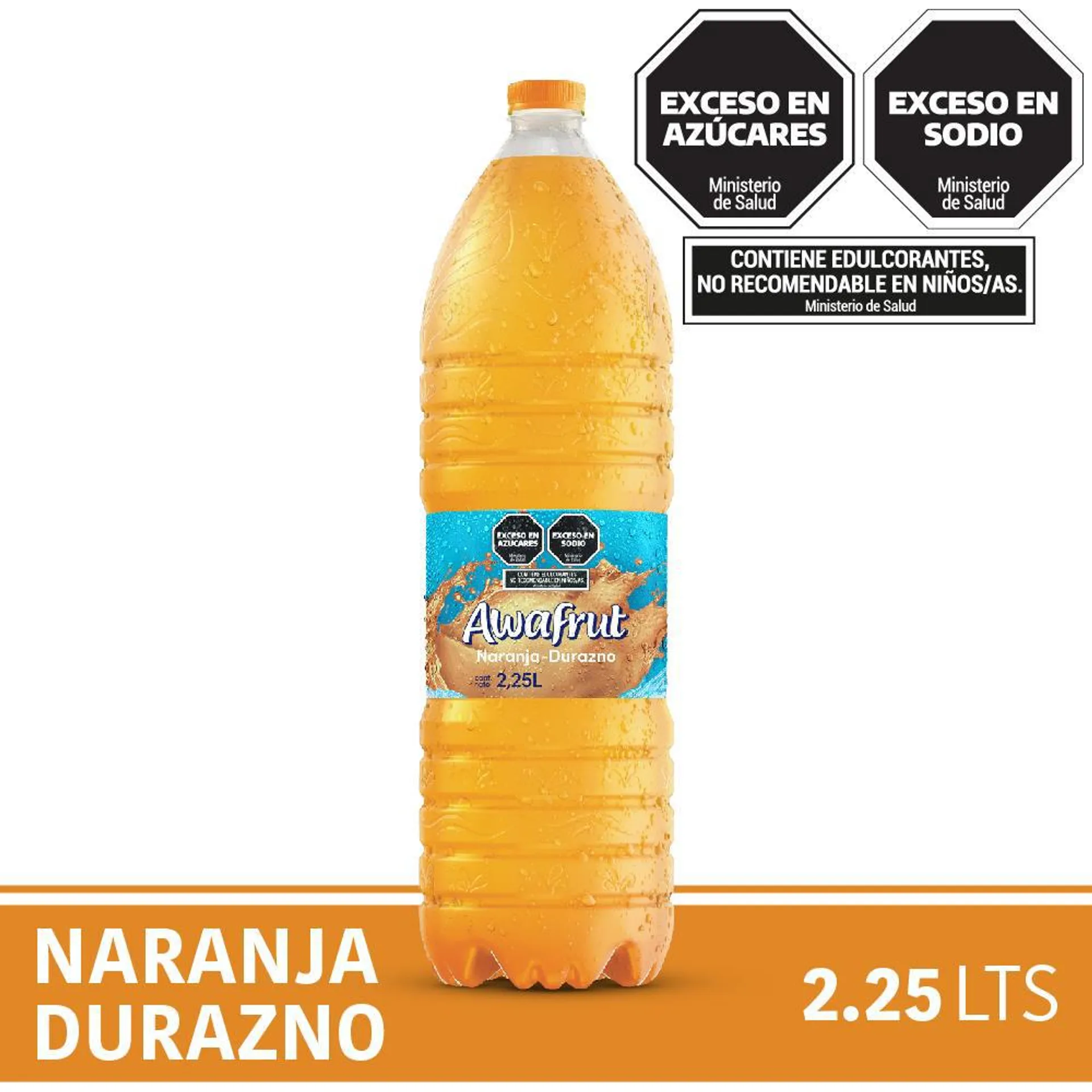 Agua Saborizada Naranja Durazno Awafrut 2.25 Ltr