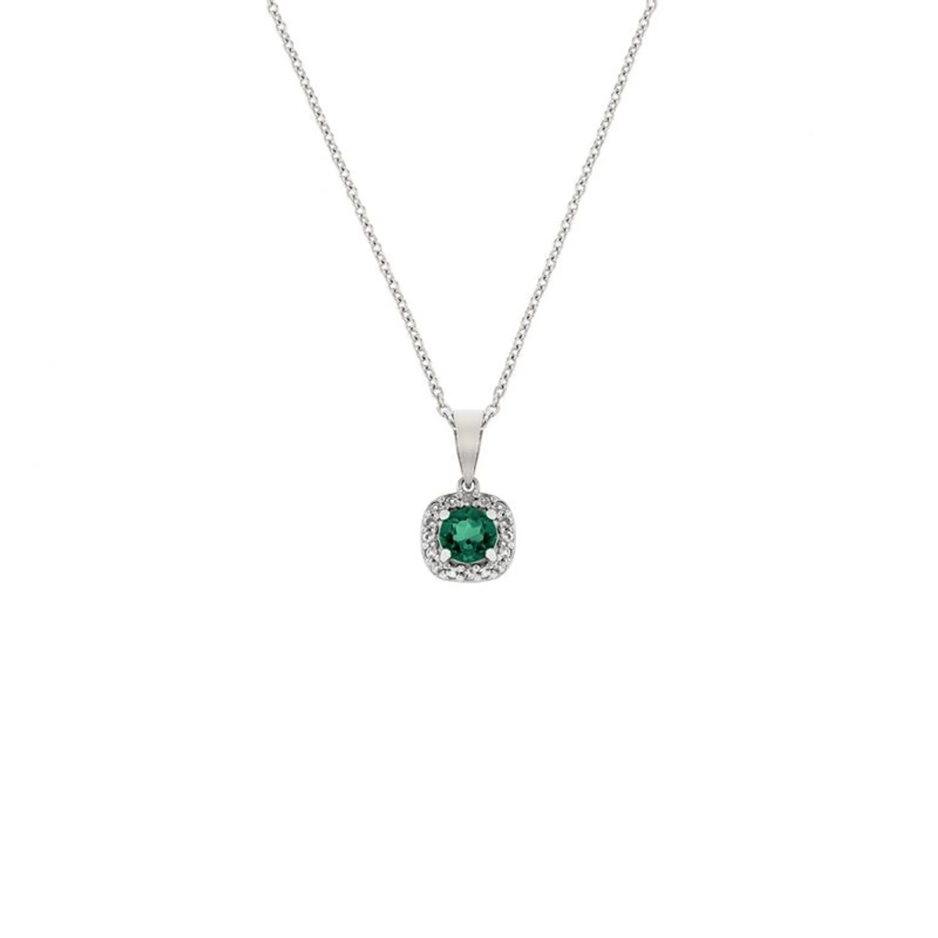 Sterling Silver Cubic Zirconia Women's May Birthstone Pendant Necklace