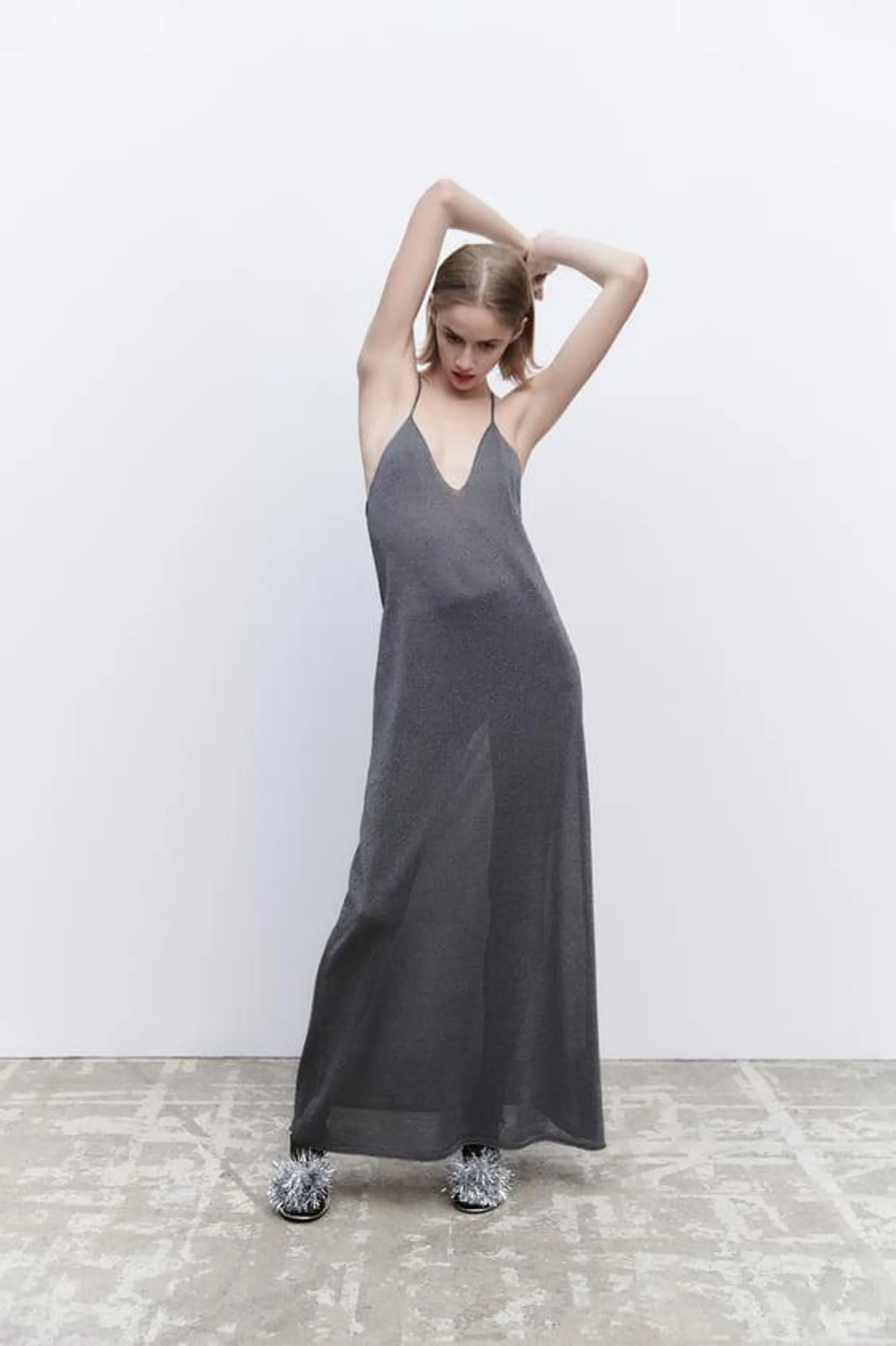 LONG KNIT DRESS WITH METALLIC THREAD - LIMITED EDITION