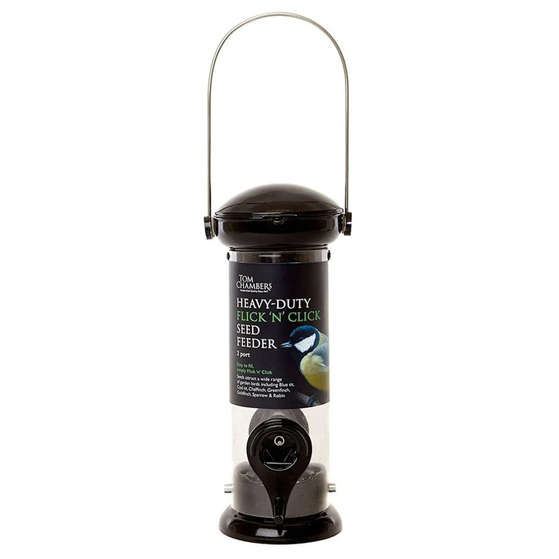 Heavy duty flick n click seed feeder