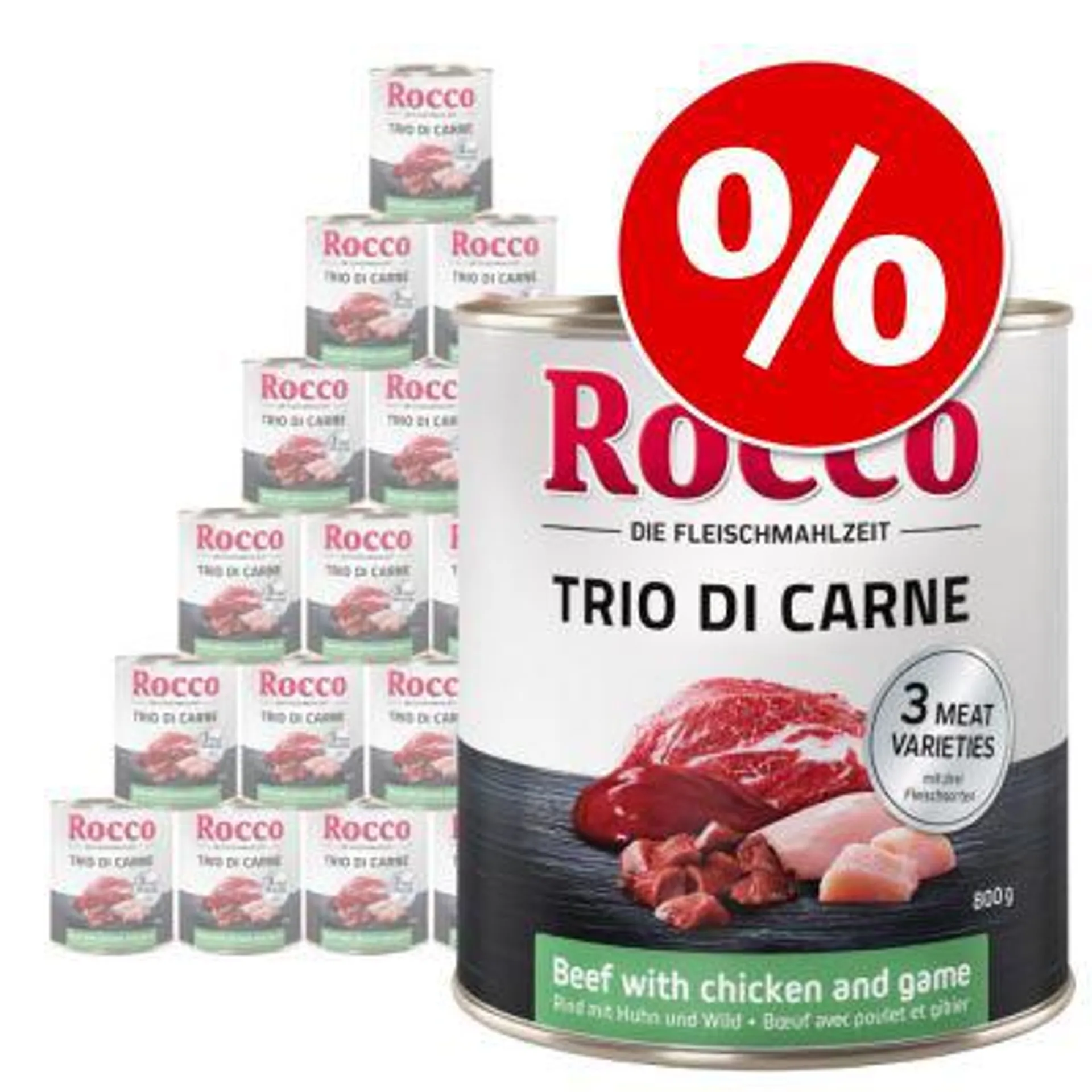 24 x 800g Rocco Classic Trio di Carne Wet Dog Food - Special Price!*