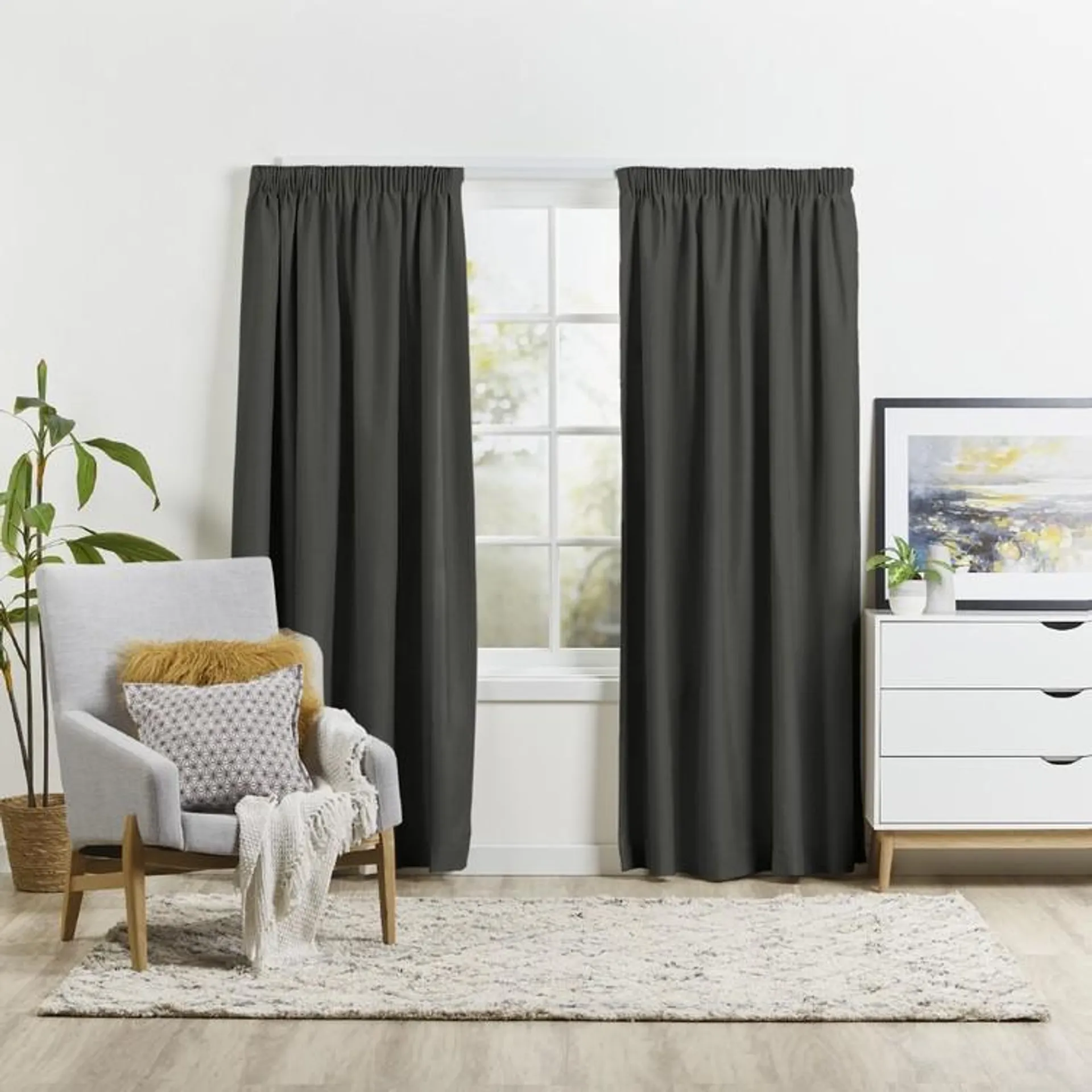 Emerald Hill Turner Pencil Pleat Curtain Charcoal