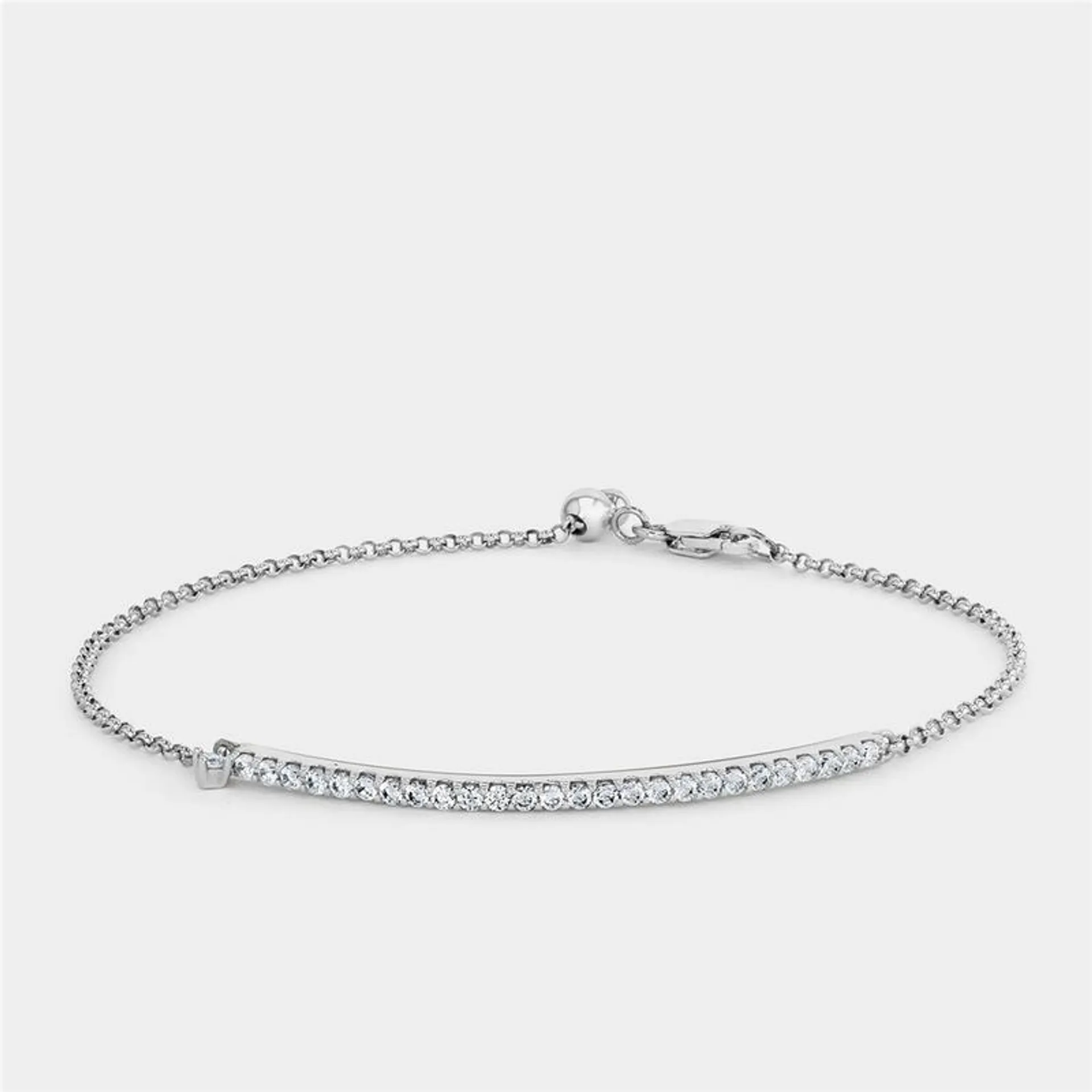 Sterling Silver Cubic Zirconia Women’s Bar Bracelet