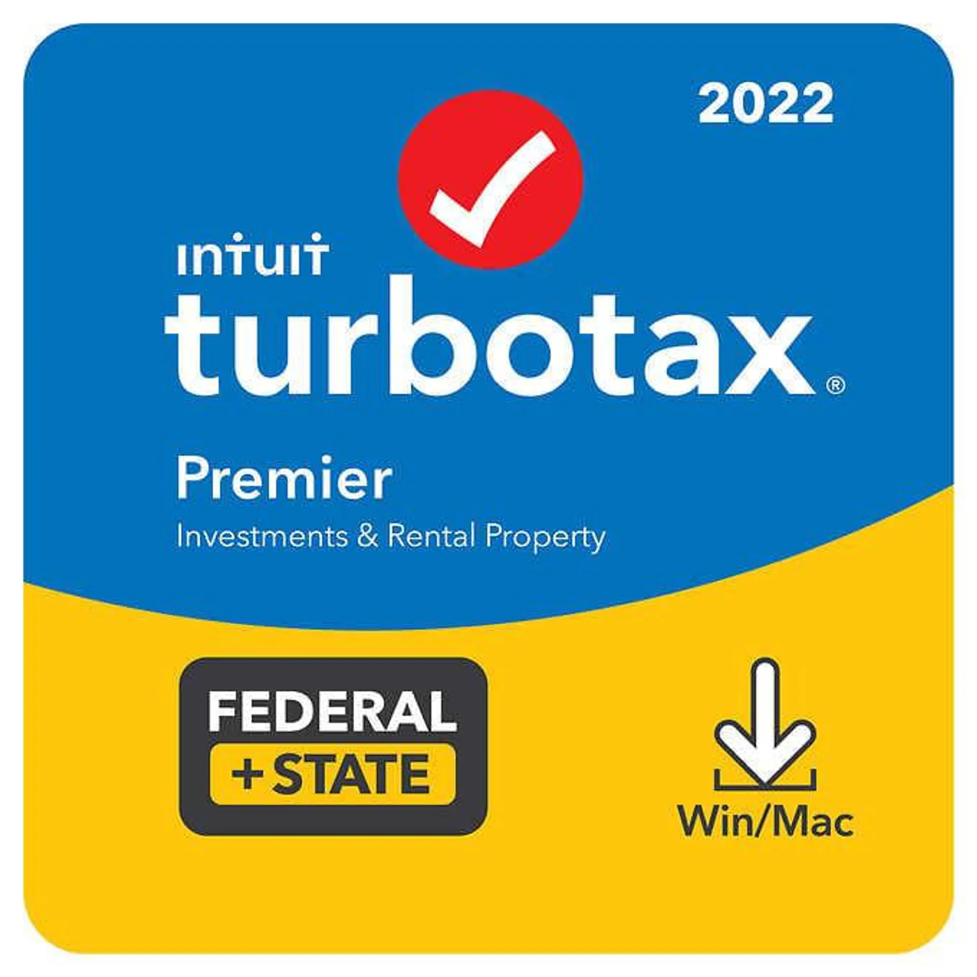 TurboTax Premier 2022 Federal E-File + State Download, for PC/Mac, Includes $10 Credit in Product*