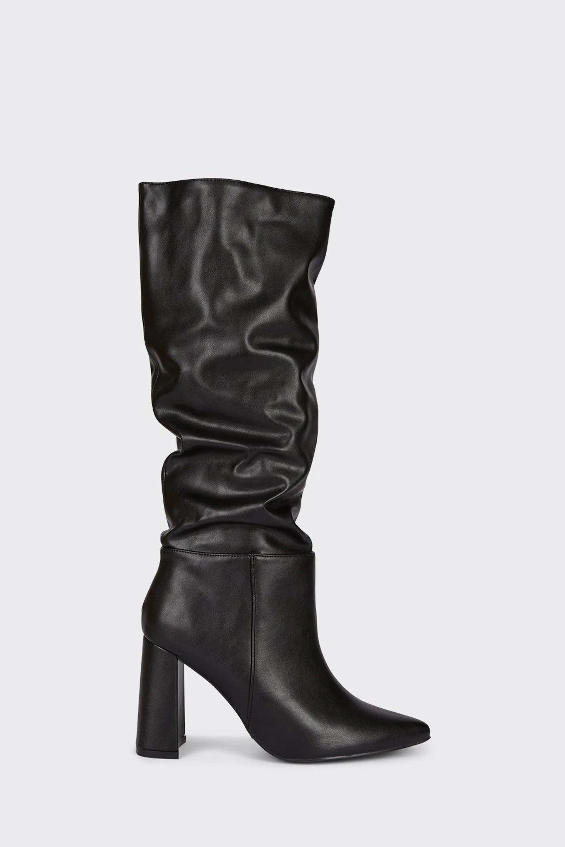 Krista Heeled Pointed Ruched Long Boots