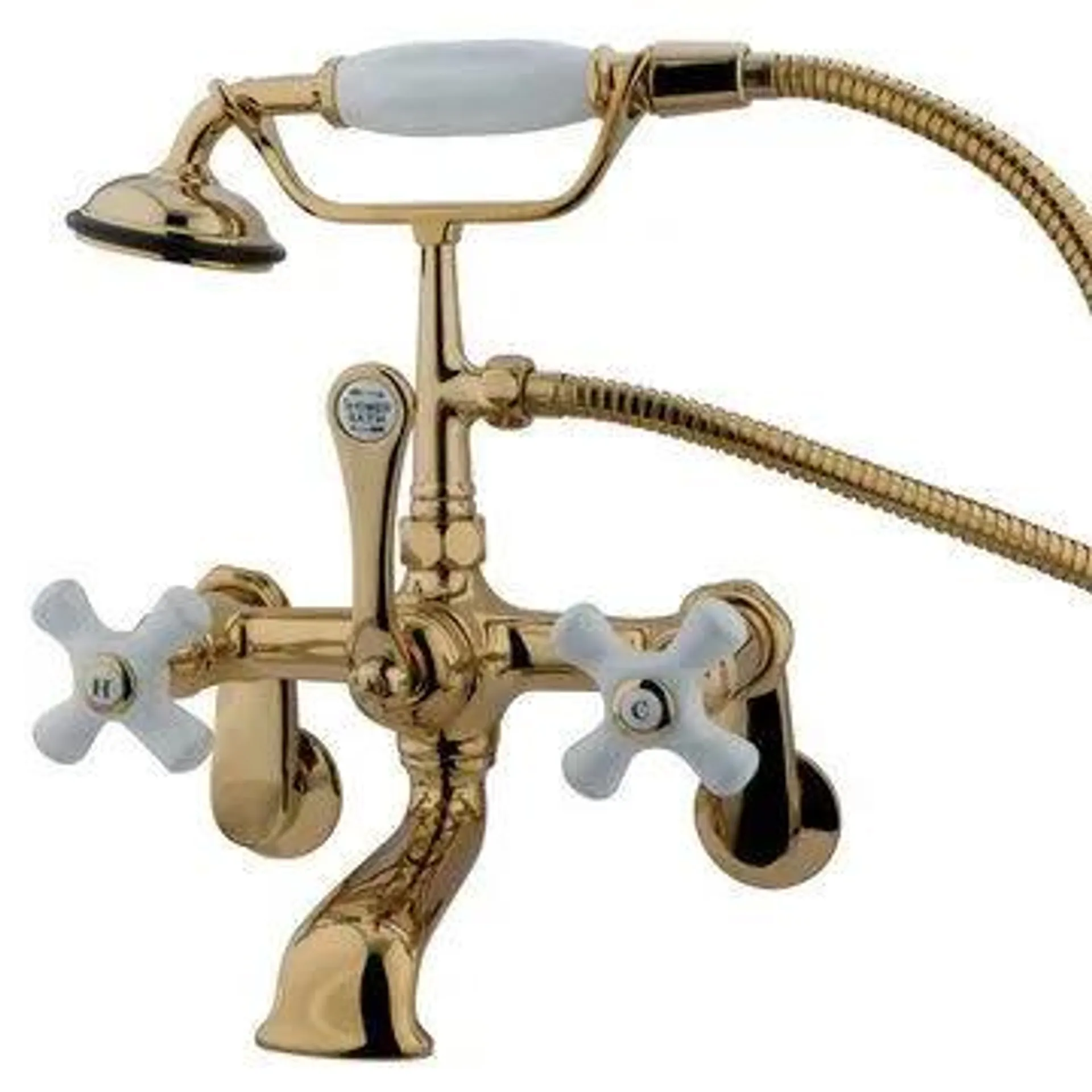 Restorers Adjustable Clawfoot Tub Faucet & Hand Shower - Porcelain Cross