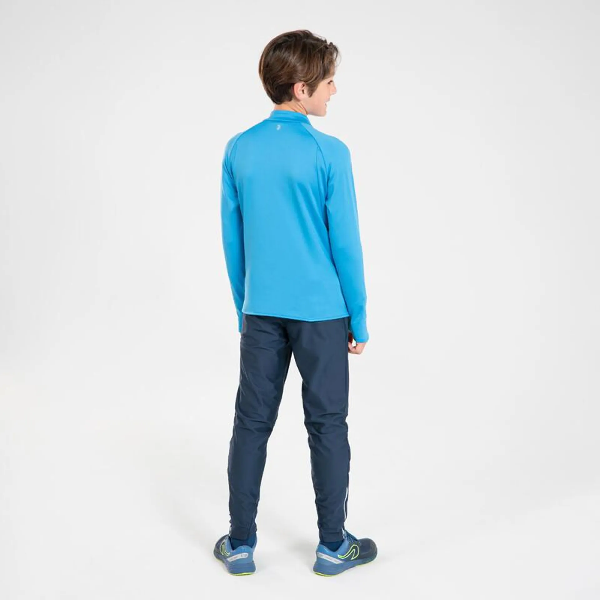 Pantalón atletismo cálido con cremallera niños Kiprun warm azul