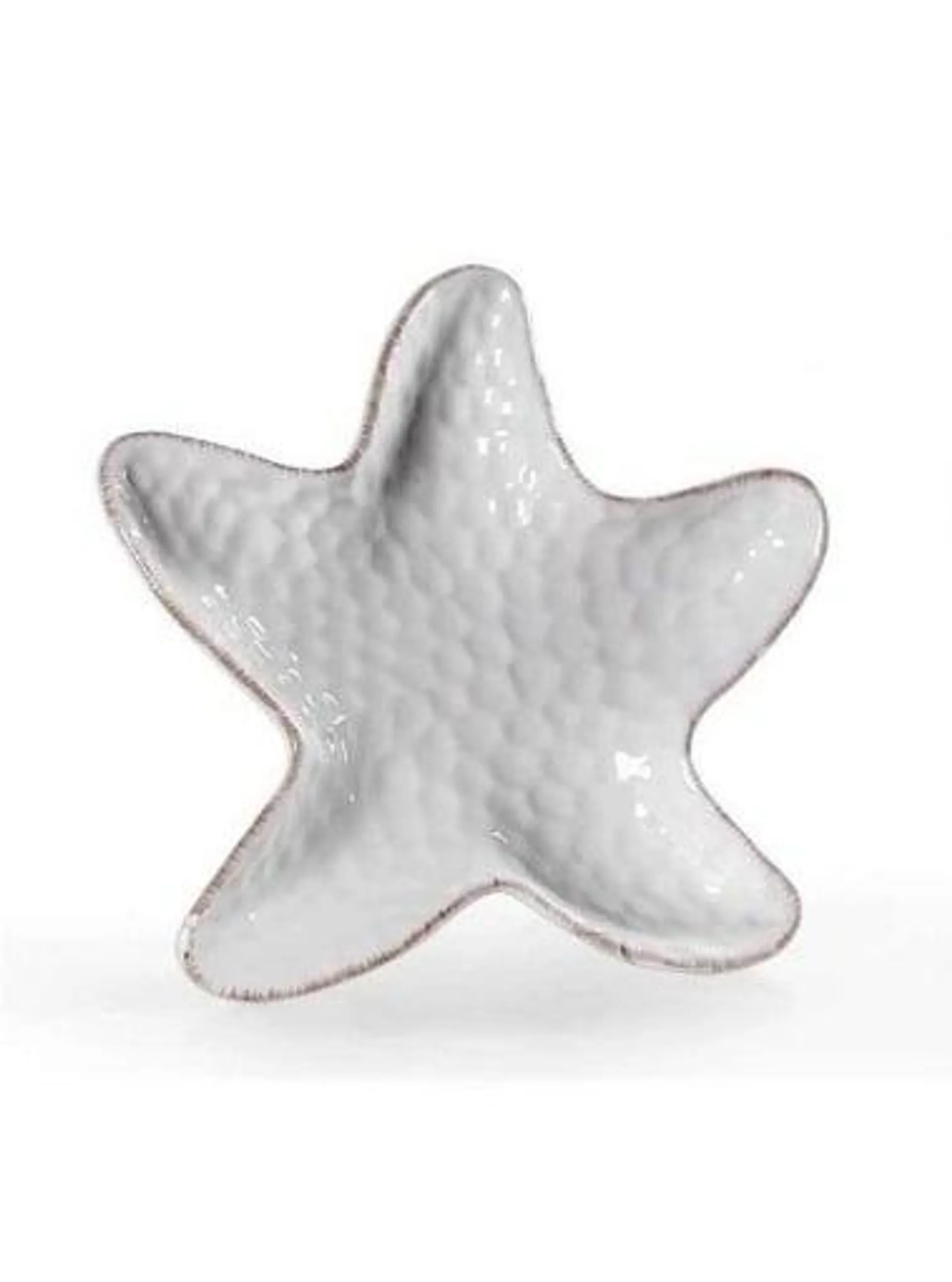 PIATTO VASSOIO A FORMA DI STELLA MARINA IN CERAMICA 13 X 13 X 3 CM DECORO MARINO