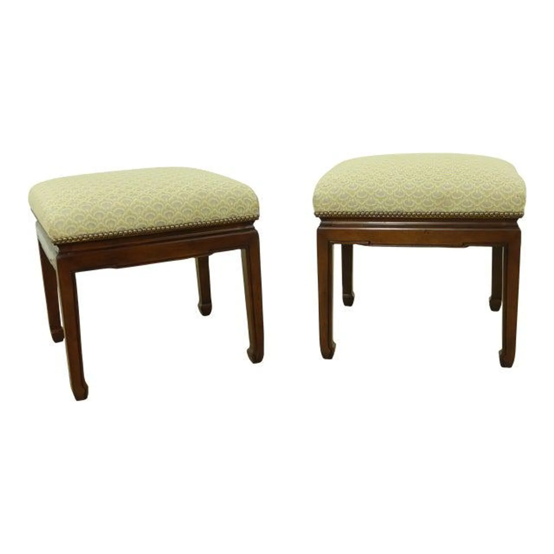 Pair Modern Design Asian Influence Square Stools