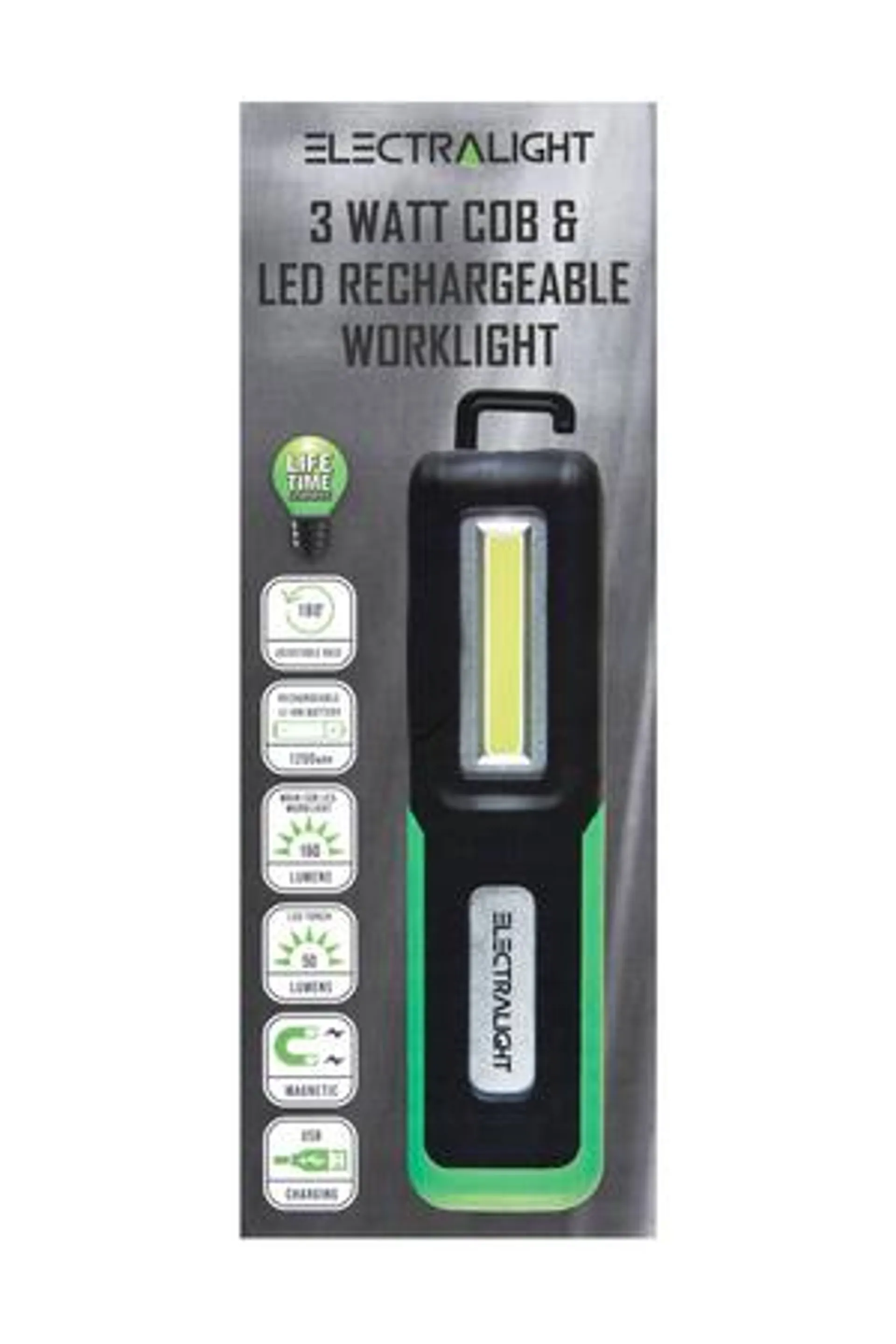 Electralight 3 Watt COB LED Rechargeable Worklight (160 Lumens)
