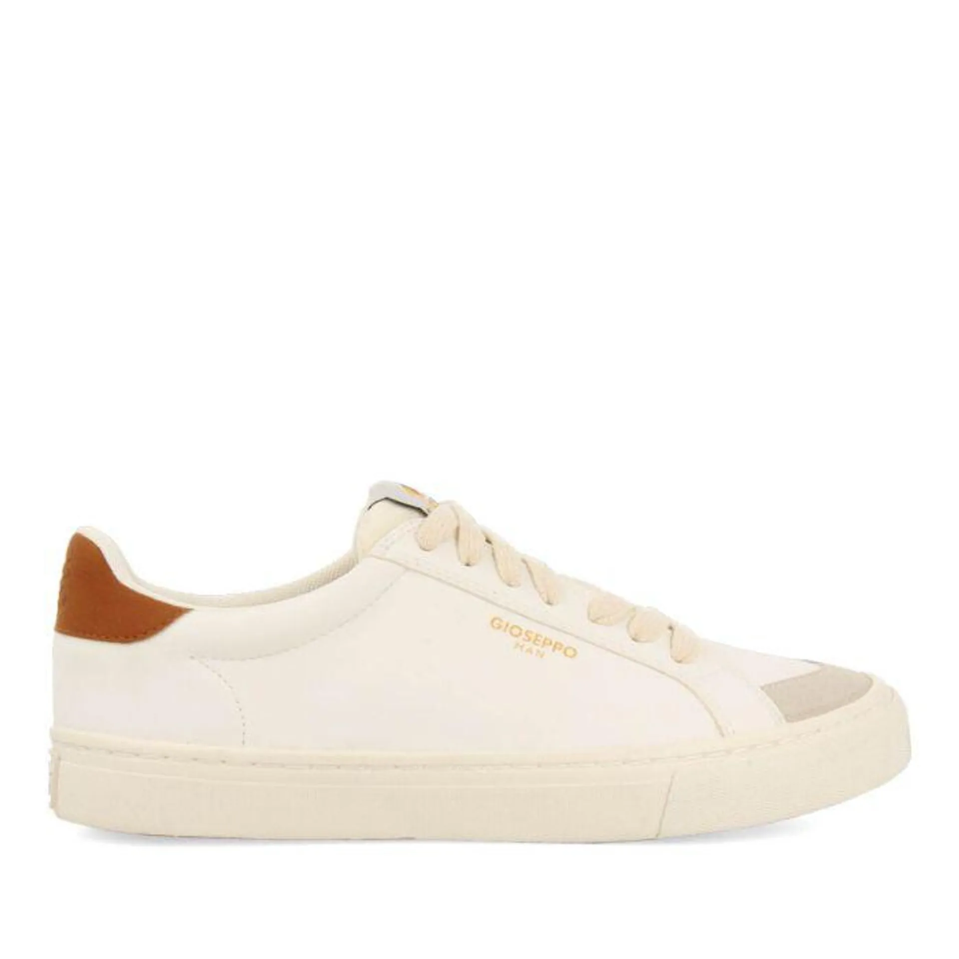 Roujan men's white sneakers with tan details
