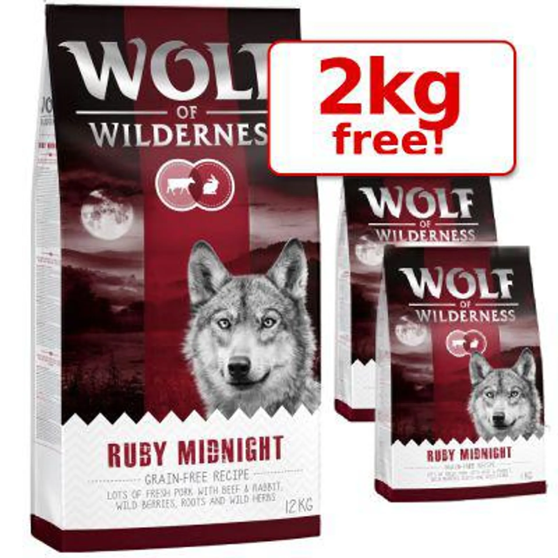 12kg Wolf of Wilderness Dry Dog Food + 2kg Extra Free!*