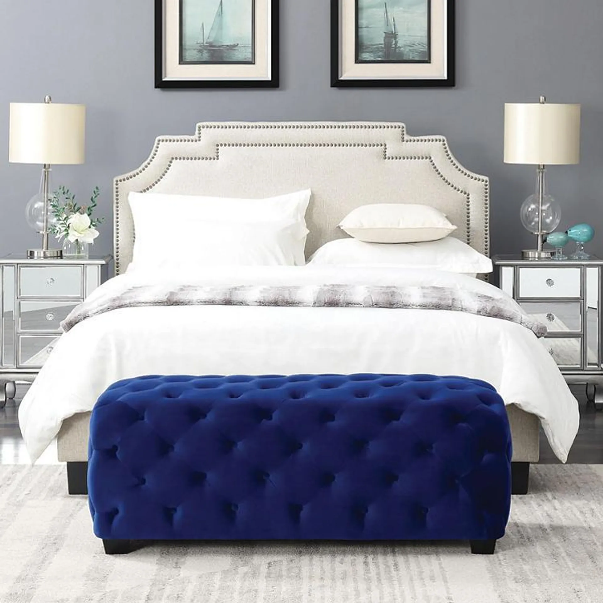 Gabrielle Button-Tufted Ottoman (Assorted Colors)