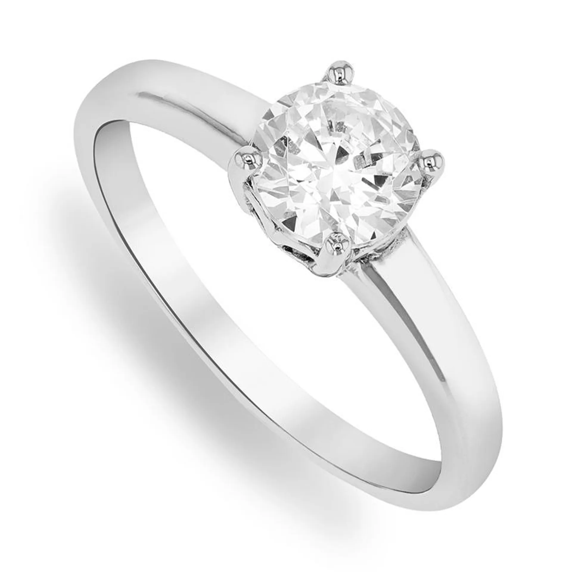 Sterling Silver Cubic Zirconia Women's Classic Solitaire Ring
