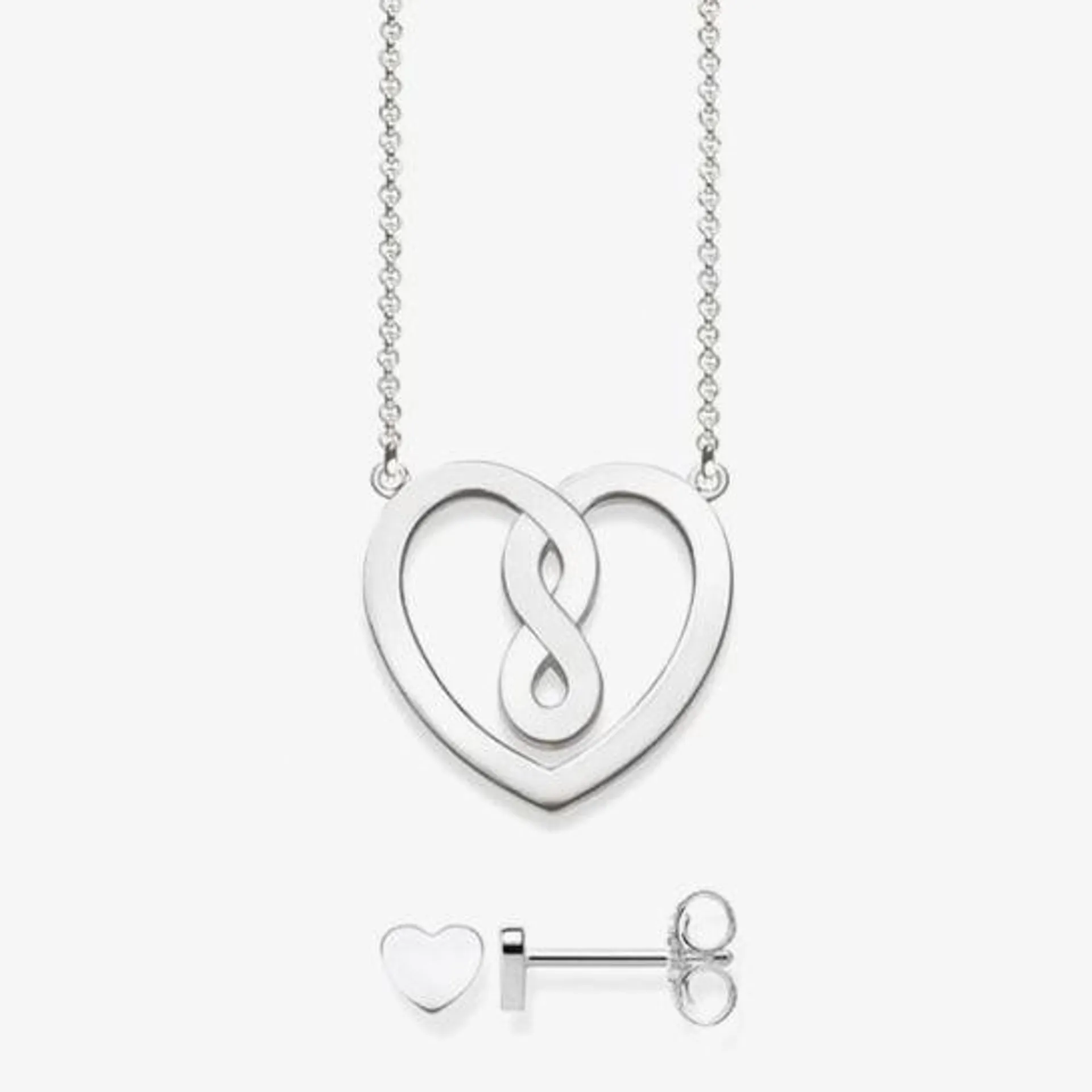 THOMAS SABO Silver Infinity Heart Necklace and Stud Earrings Set SET0557-001-21-L42V