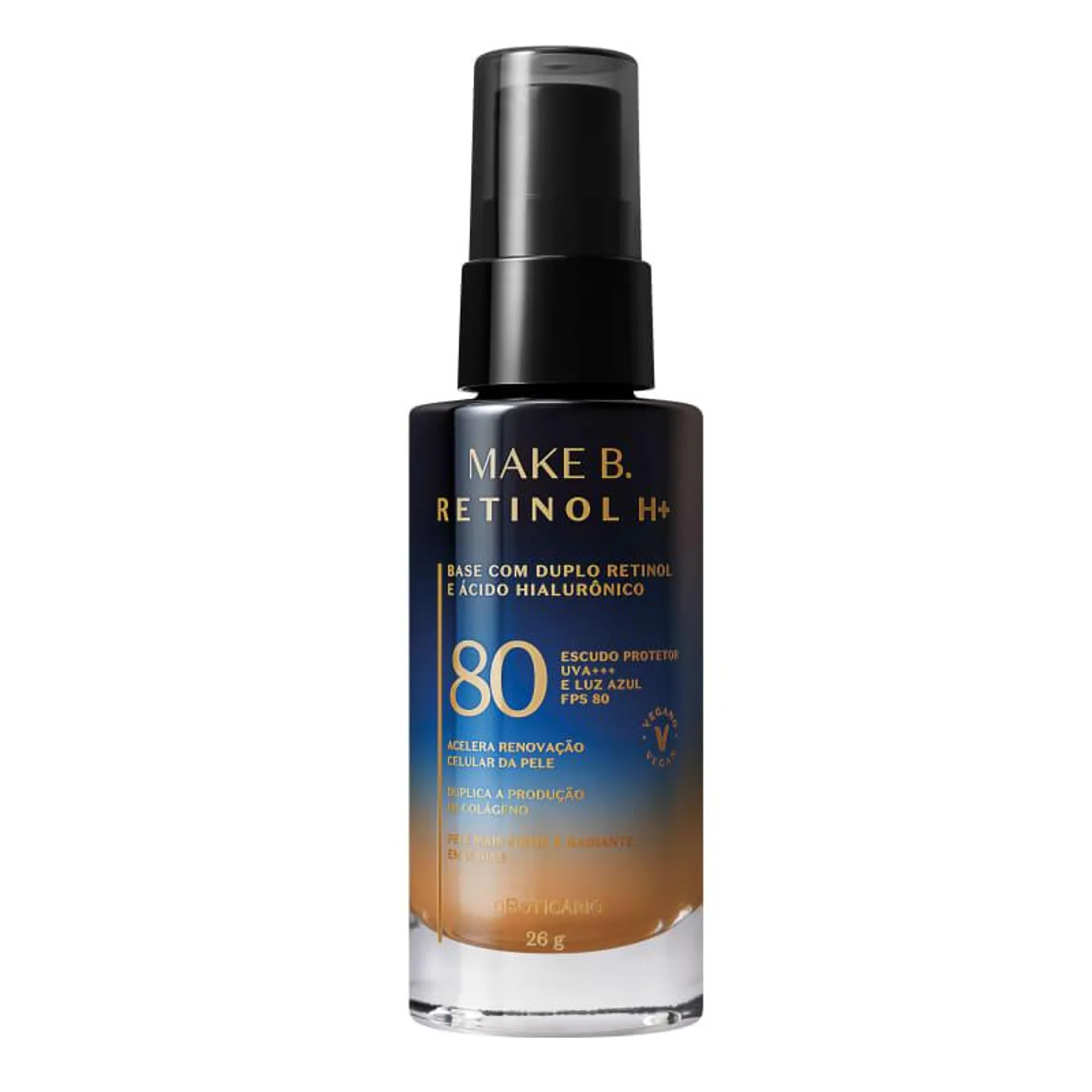 Base Líquida Cor 60 com FPS 80 Make B. Retinol H+ 26g