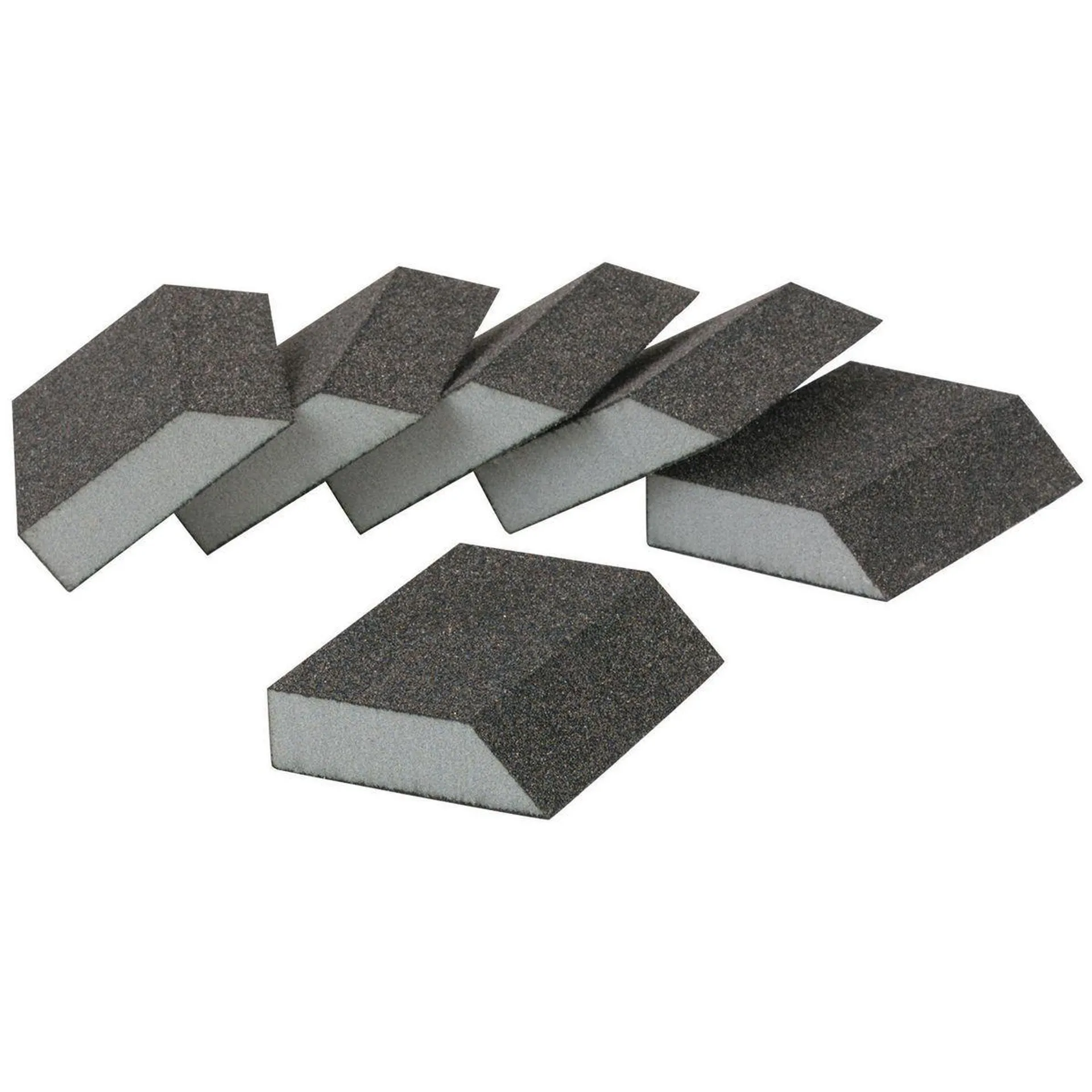 Aluminum Oxide Angled Sanding Sponges - Medium Grade, 6 Pack