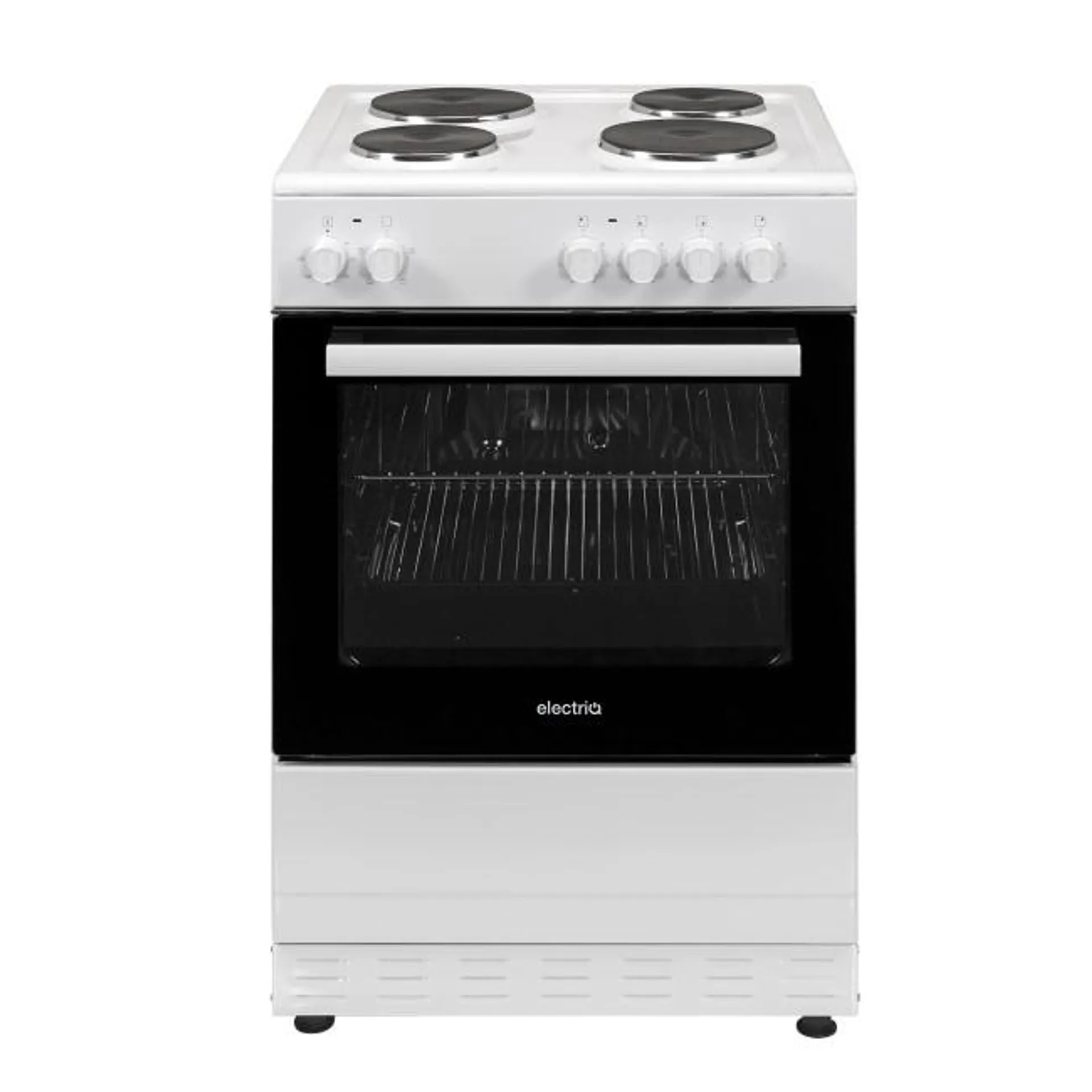 electriQ 60cm Single Oven Electric Cooker with Sealed Plate Hob - White