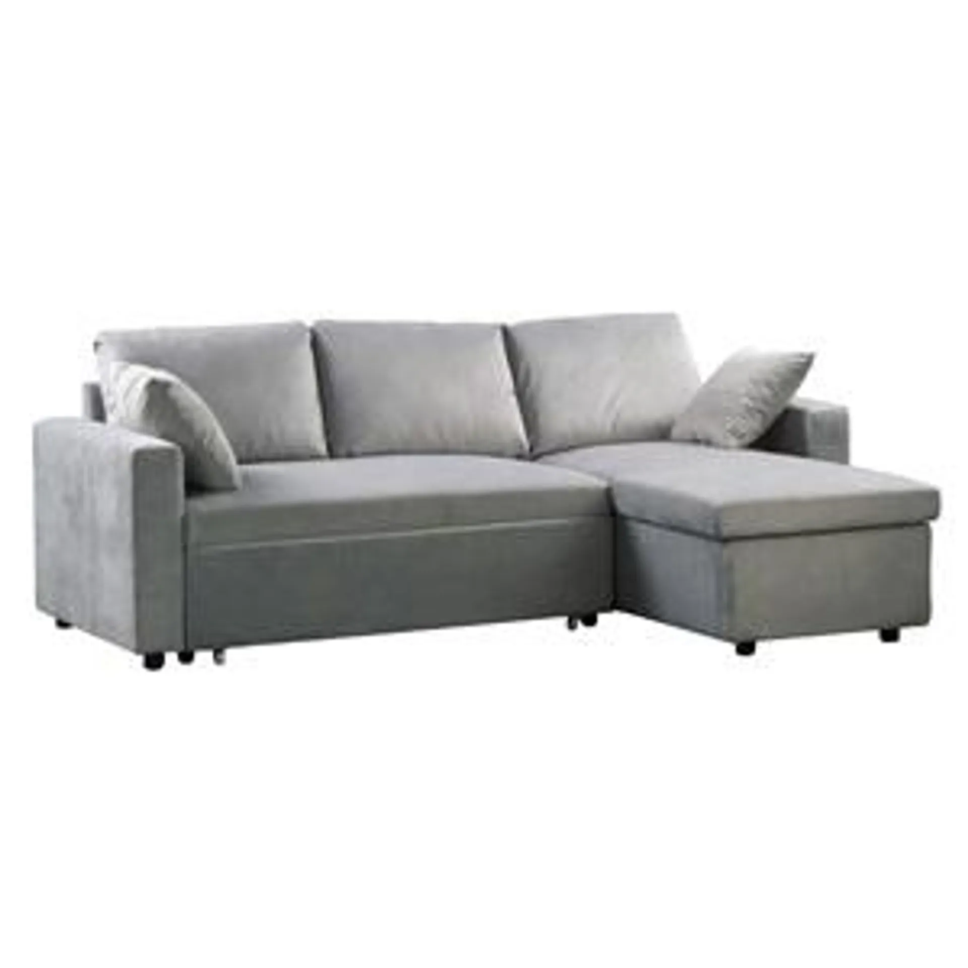 MONTREAL Reversible Storage Corner Sofabed Velure Light Grey