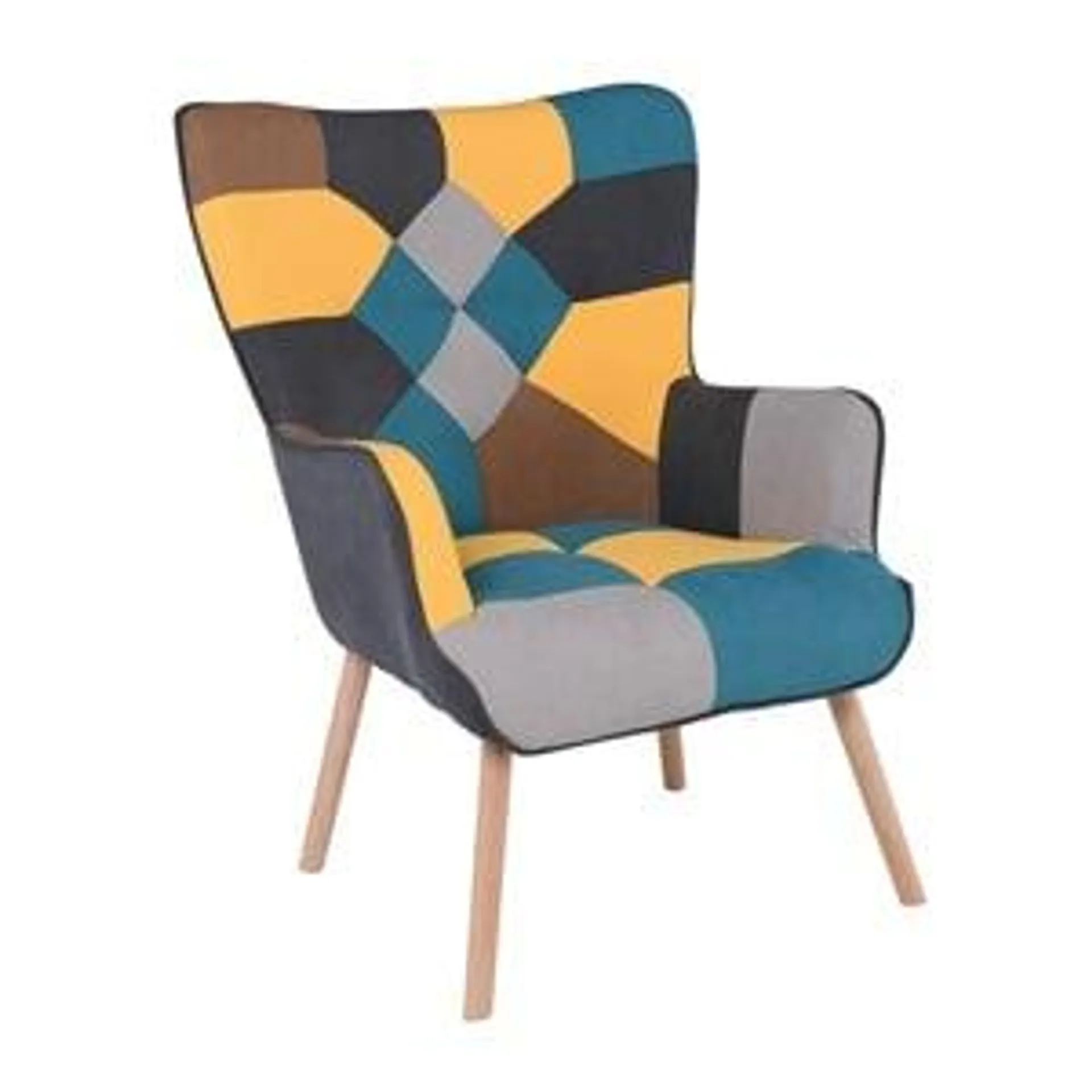 MARON Armchair Patchwork Blue Fabric