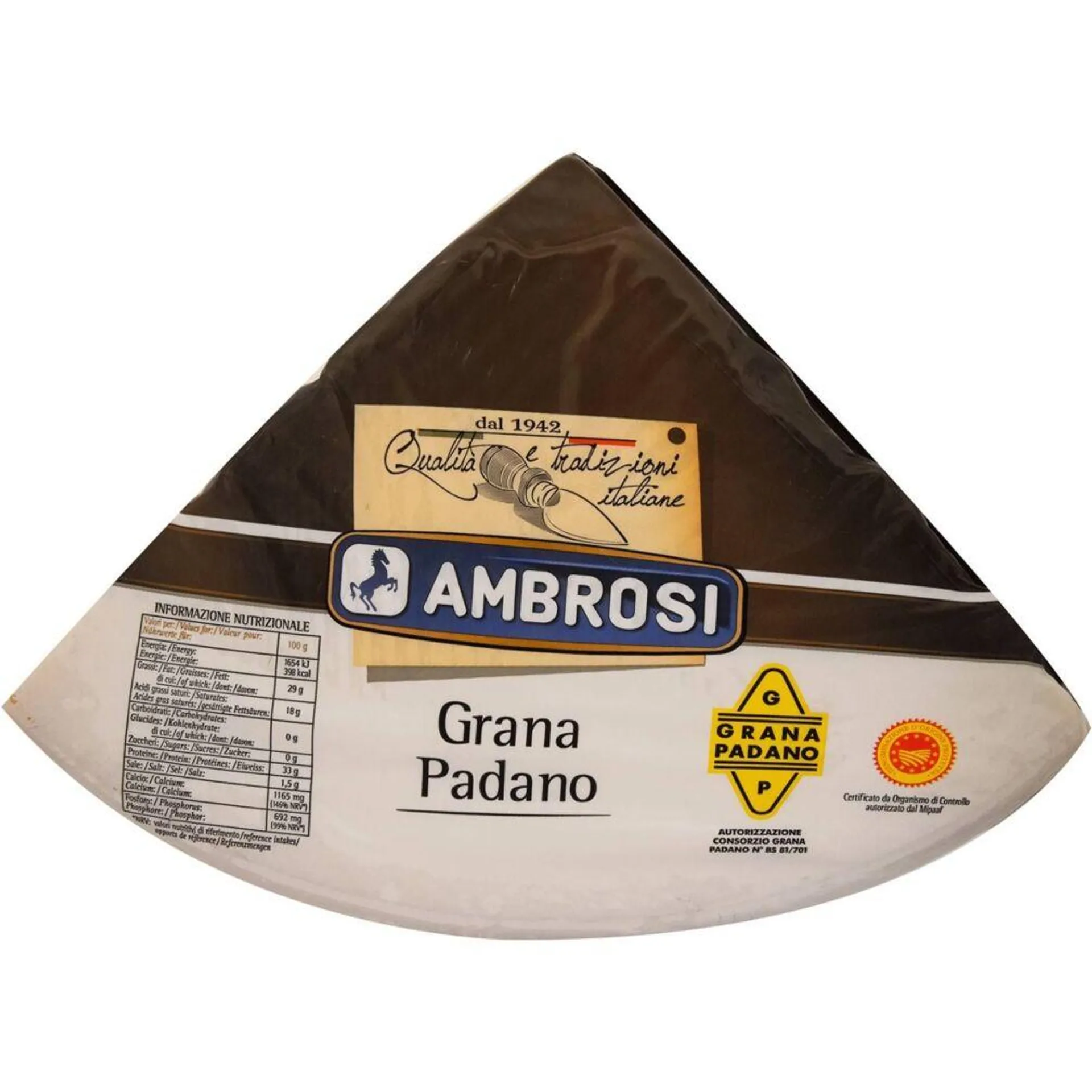 Τυρί AMBROSI grana padano δεκάμηνης ωρίμανσης Ιταλίας (~4kg)