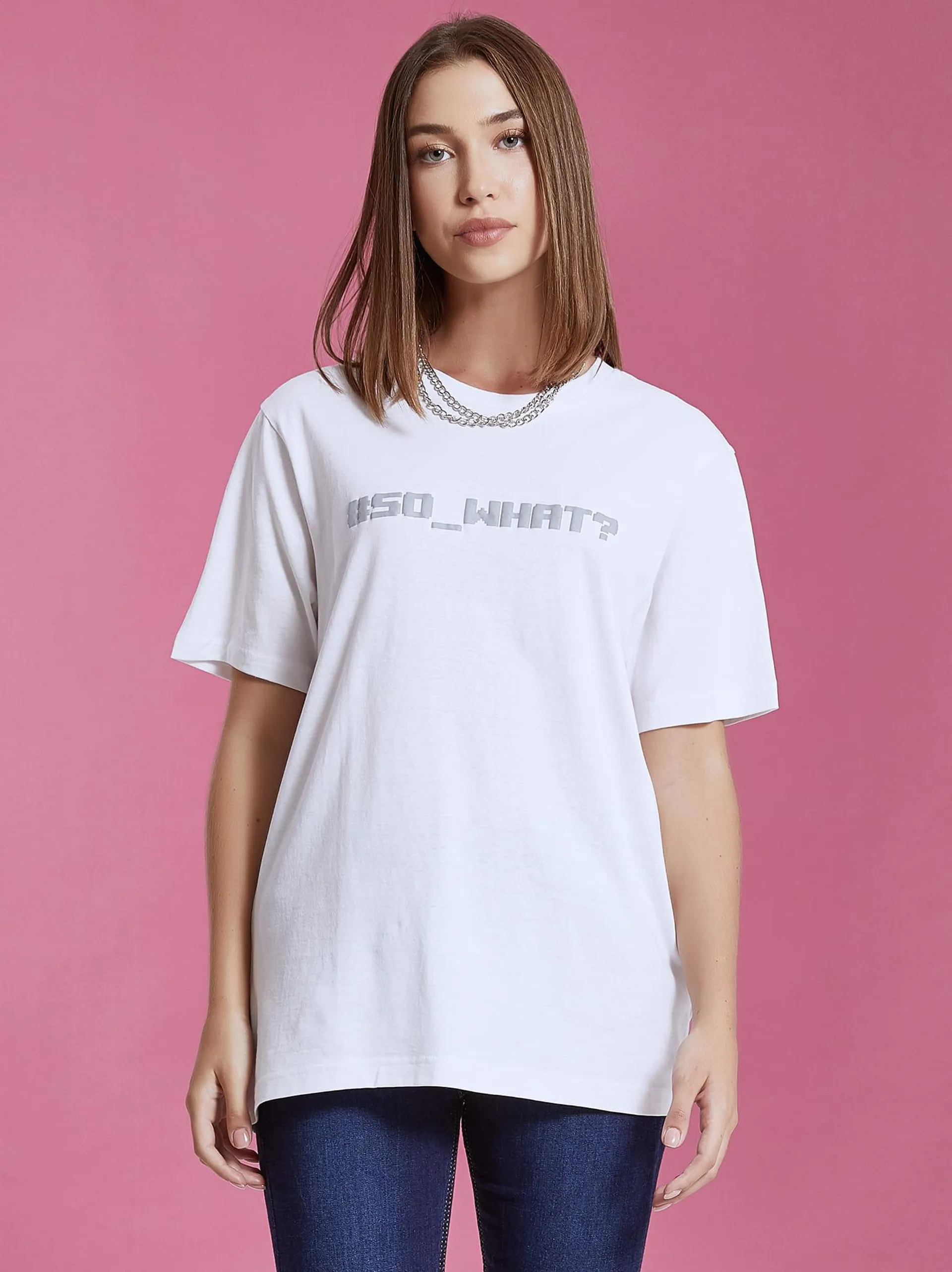 Unisex βαμβακερό T-shirt so what σε λευκό