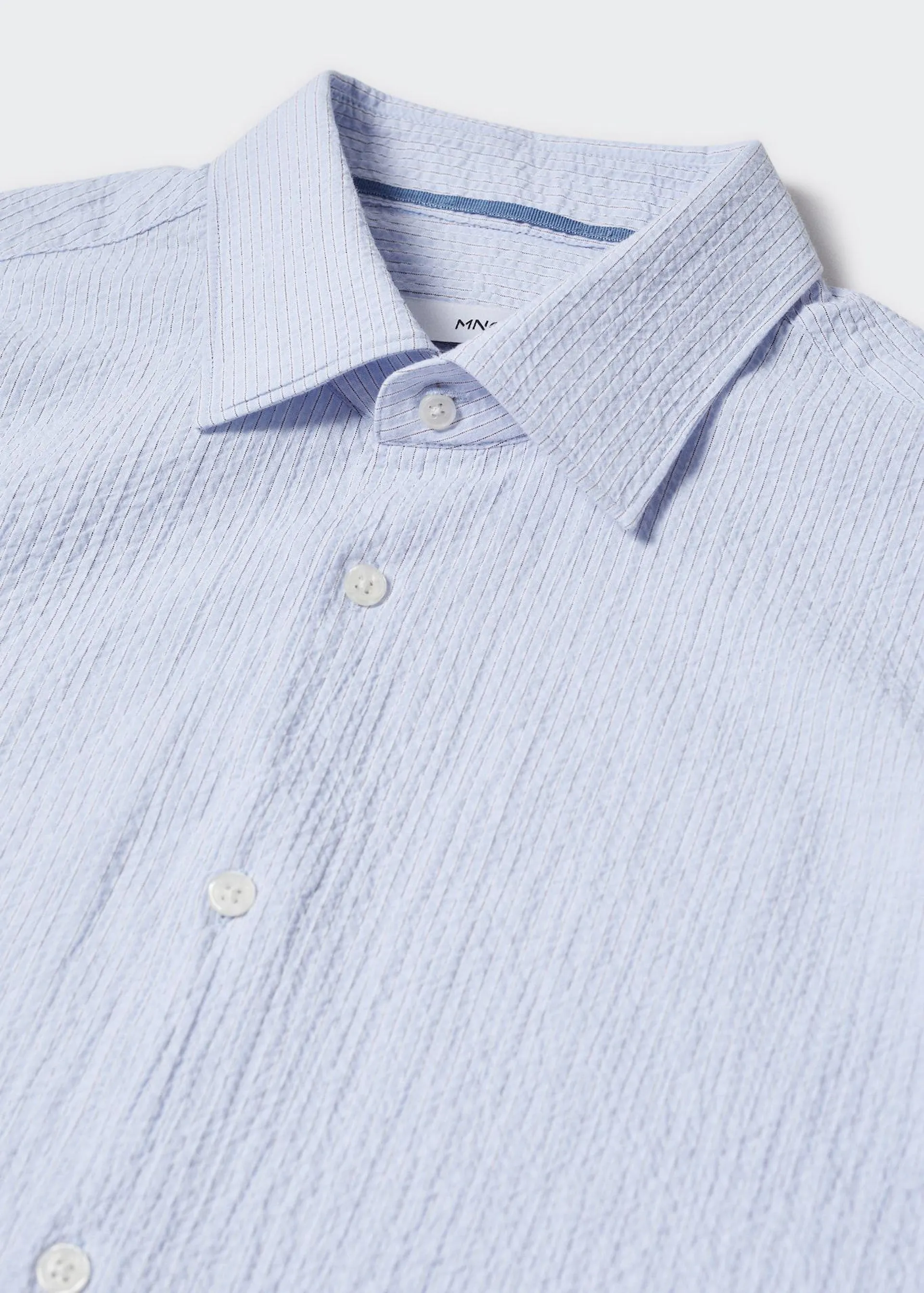 Cotton seersucker shirt with multiple stripes