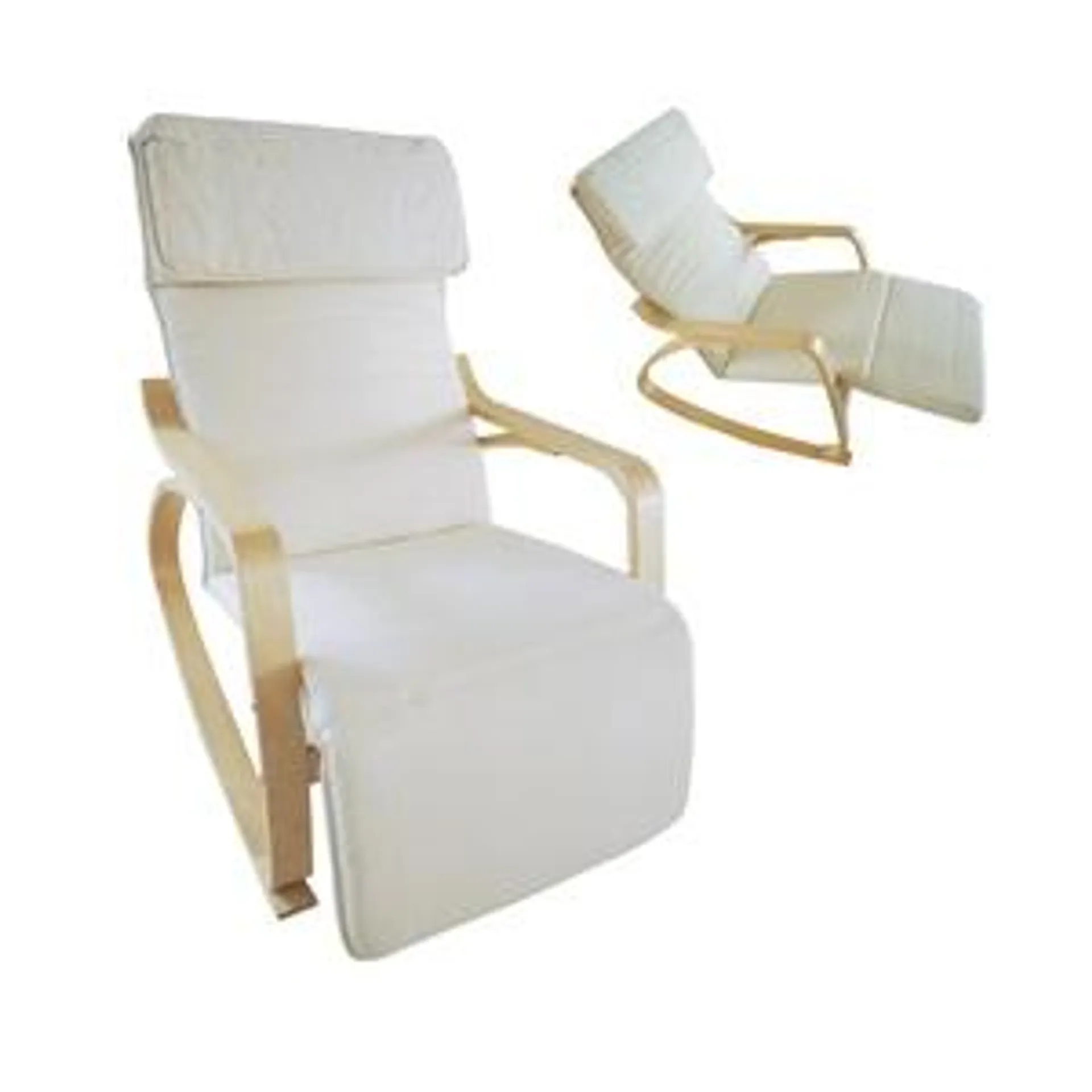 HAMILTON Super Relax Armchair Natural (Birch)/Fabric White