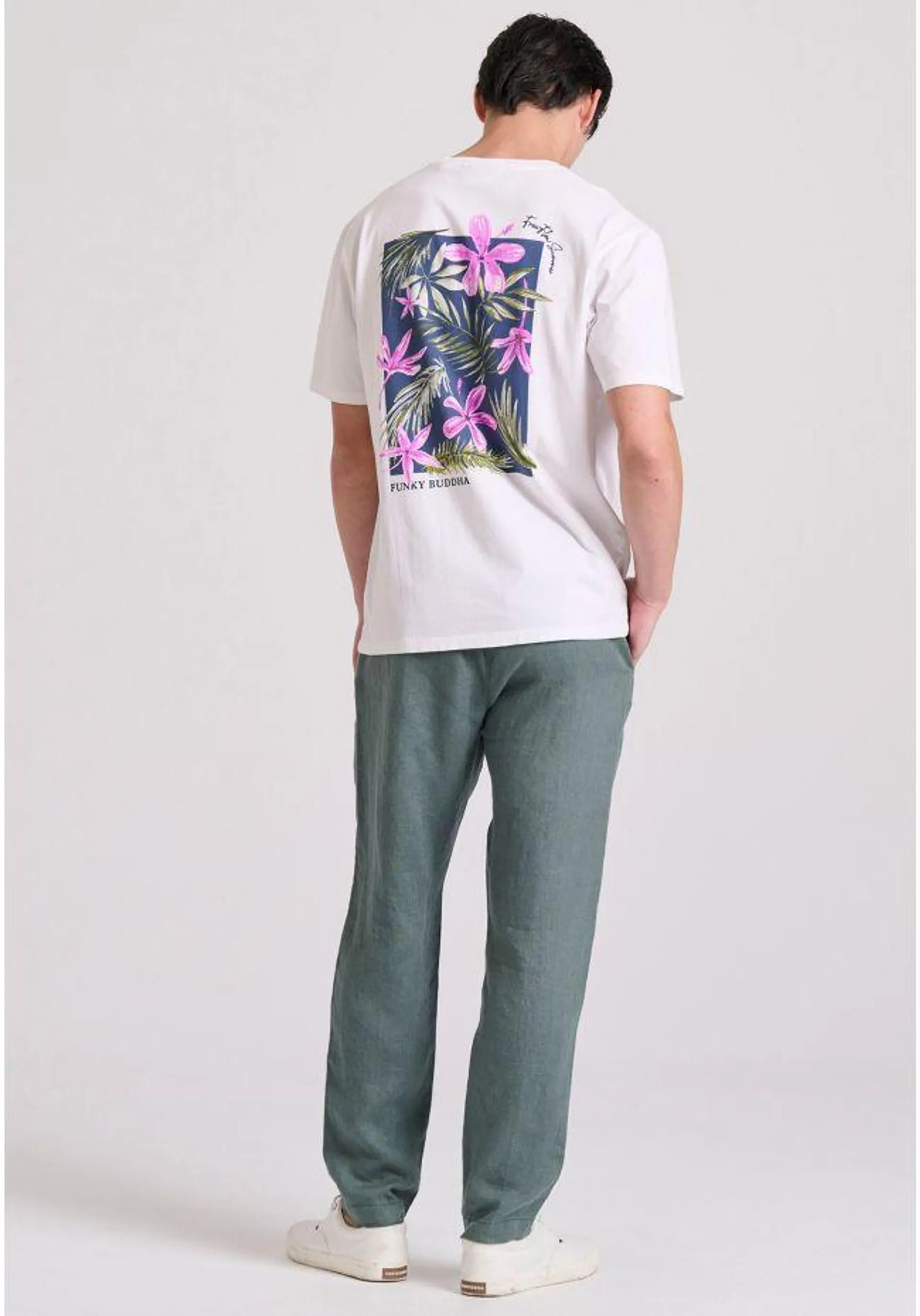 Relaxed fit t-shirt με floral frame τύπωμα