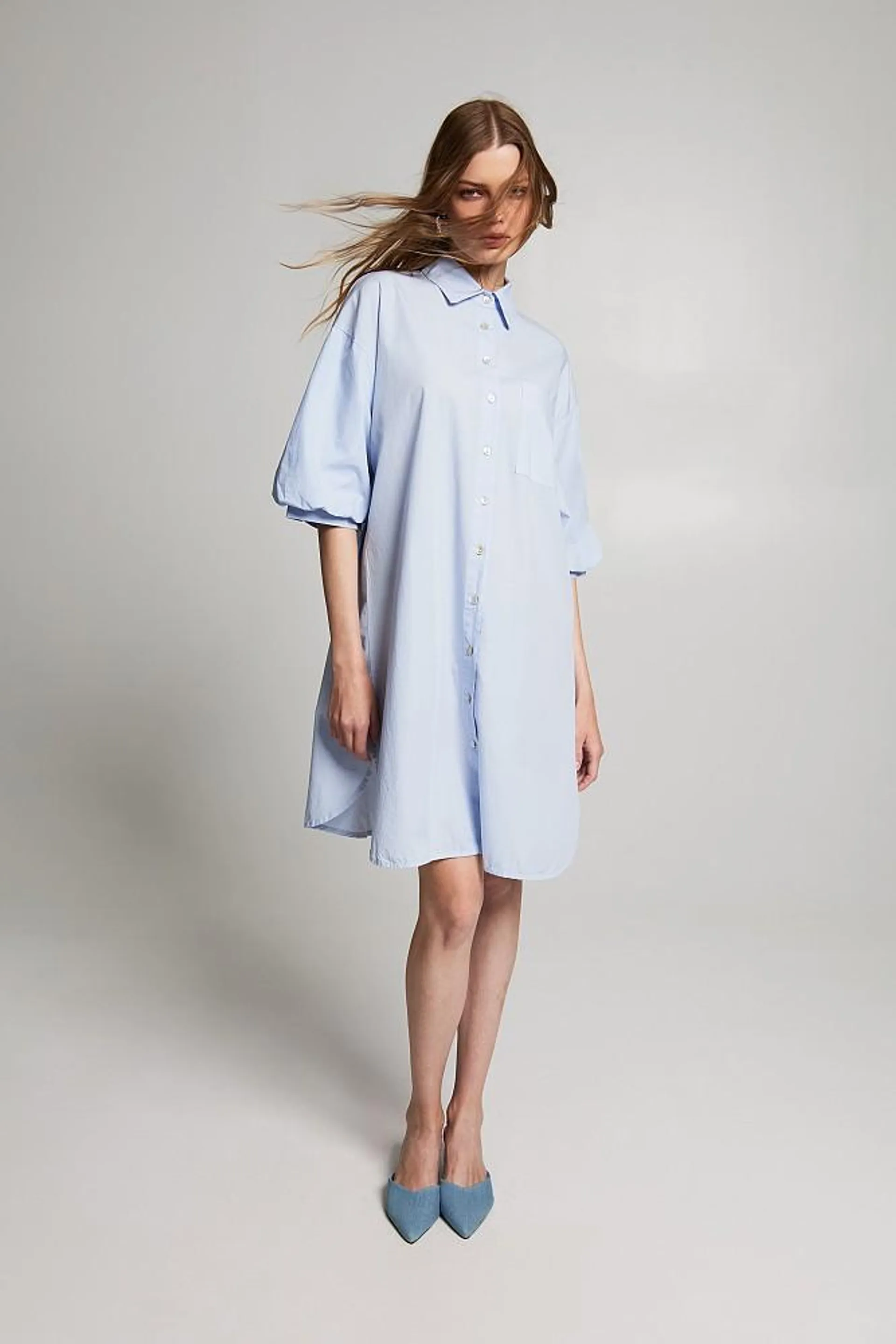 Shirt dress with collar