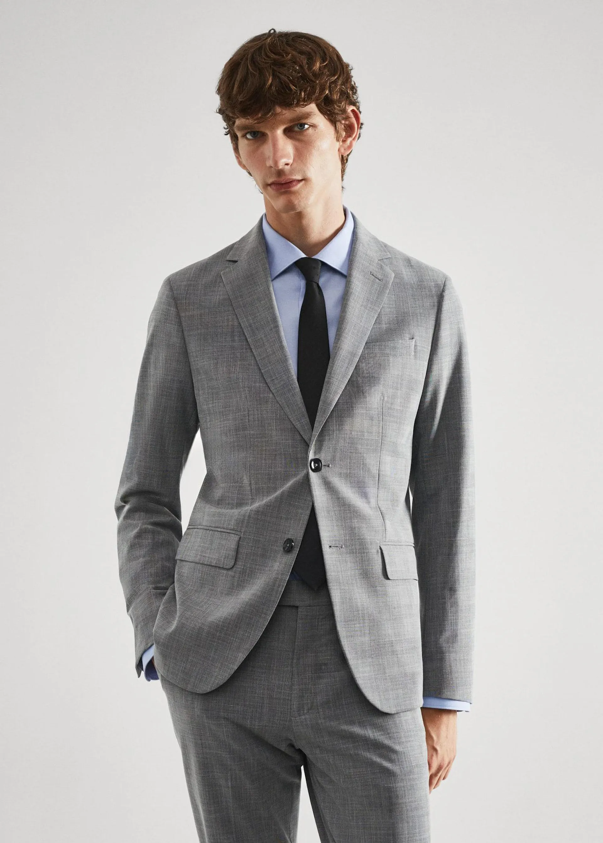 Stretch fabric slim-fit printed suit blazer
