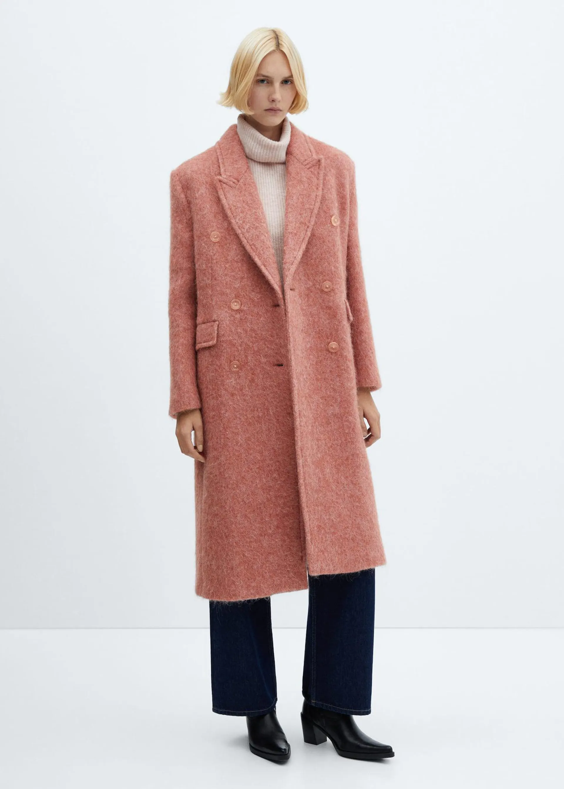 Double-breasted wool coat