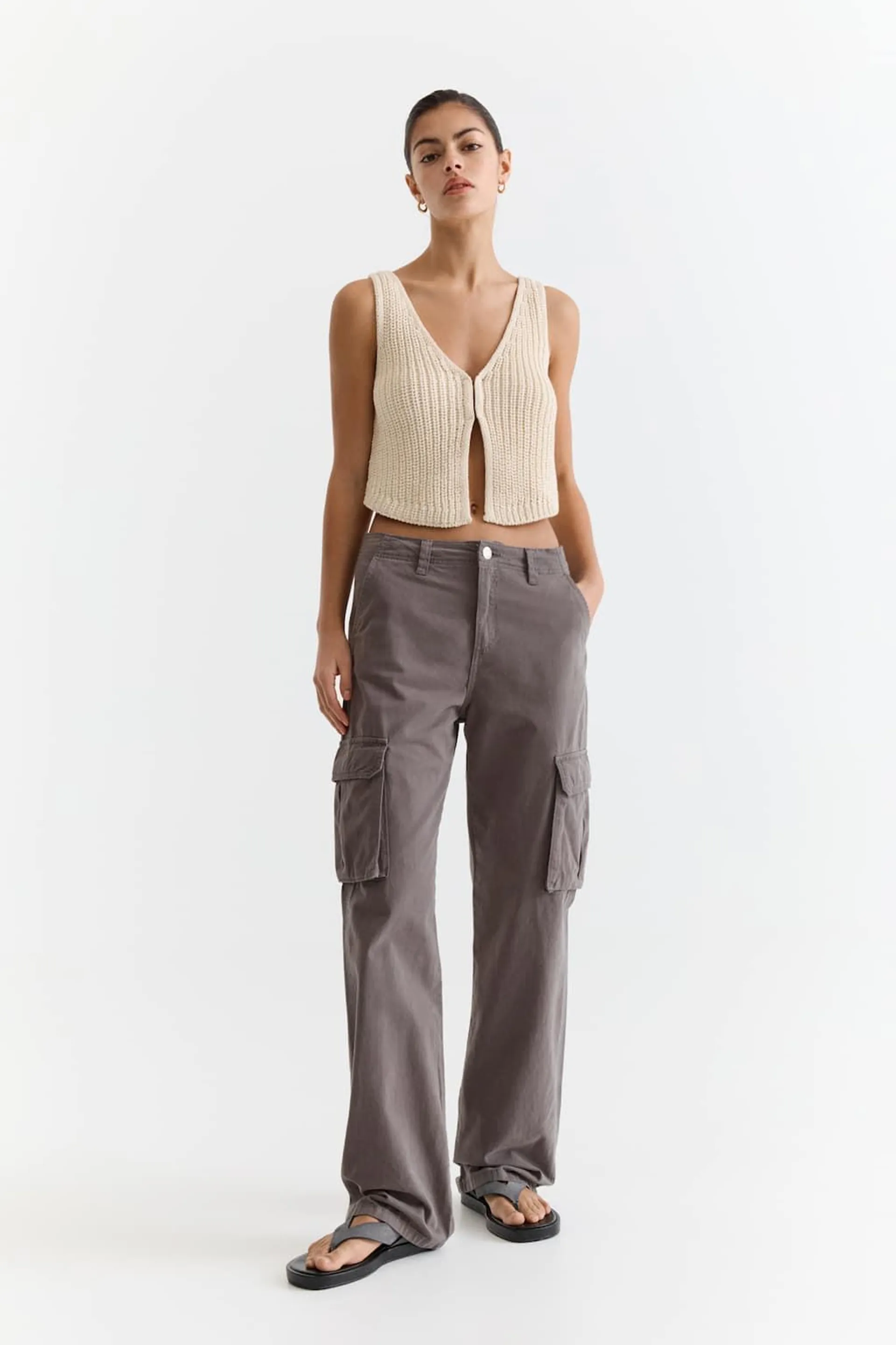 HIGH WAIST CARGO TROUSERS