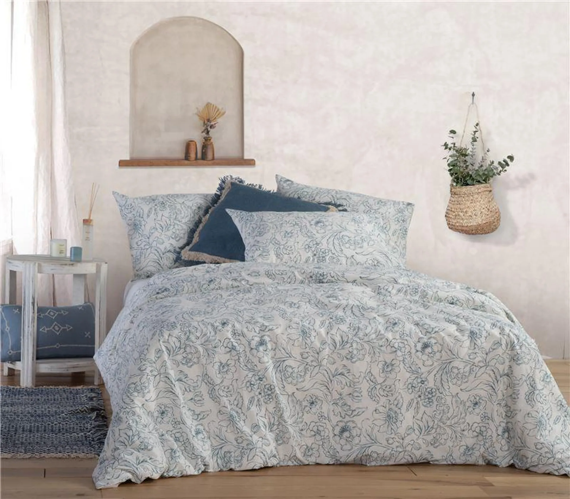 DOUBLE SIZE BEDSHEETS SET MOANNA BLUE 200Χ270