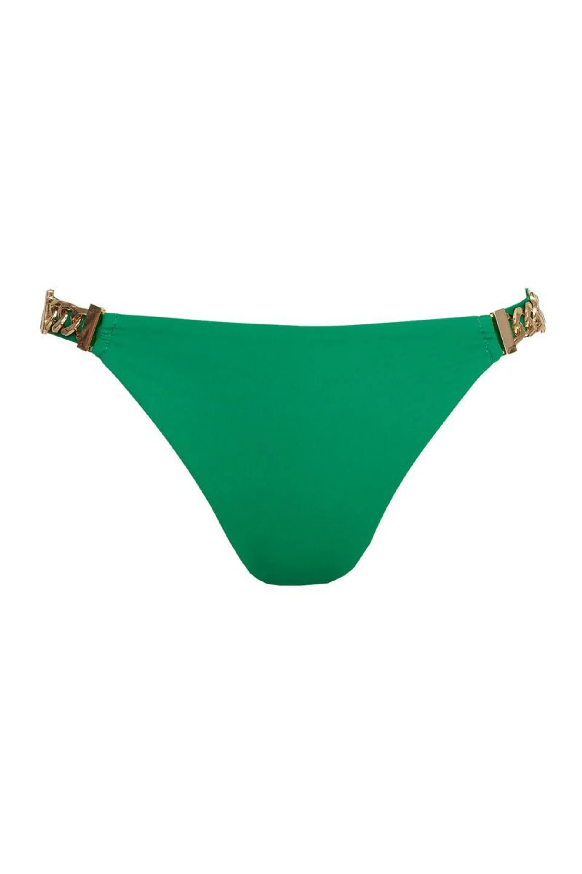 FASHION SOLIDS BIKINI SLIP WITH CHAIN DETAIL