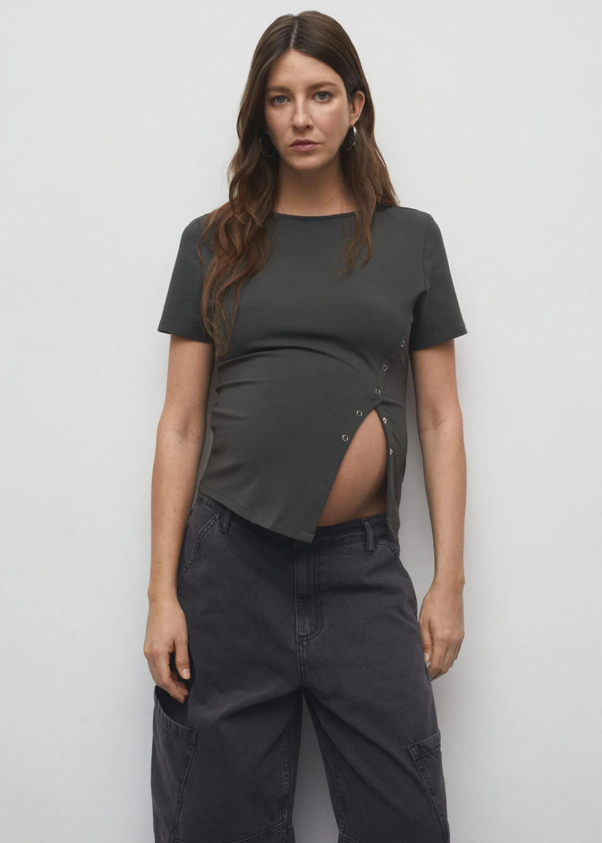 Cotton T-shirt with slit