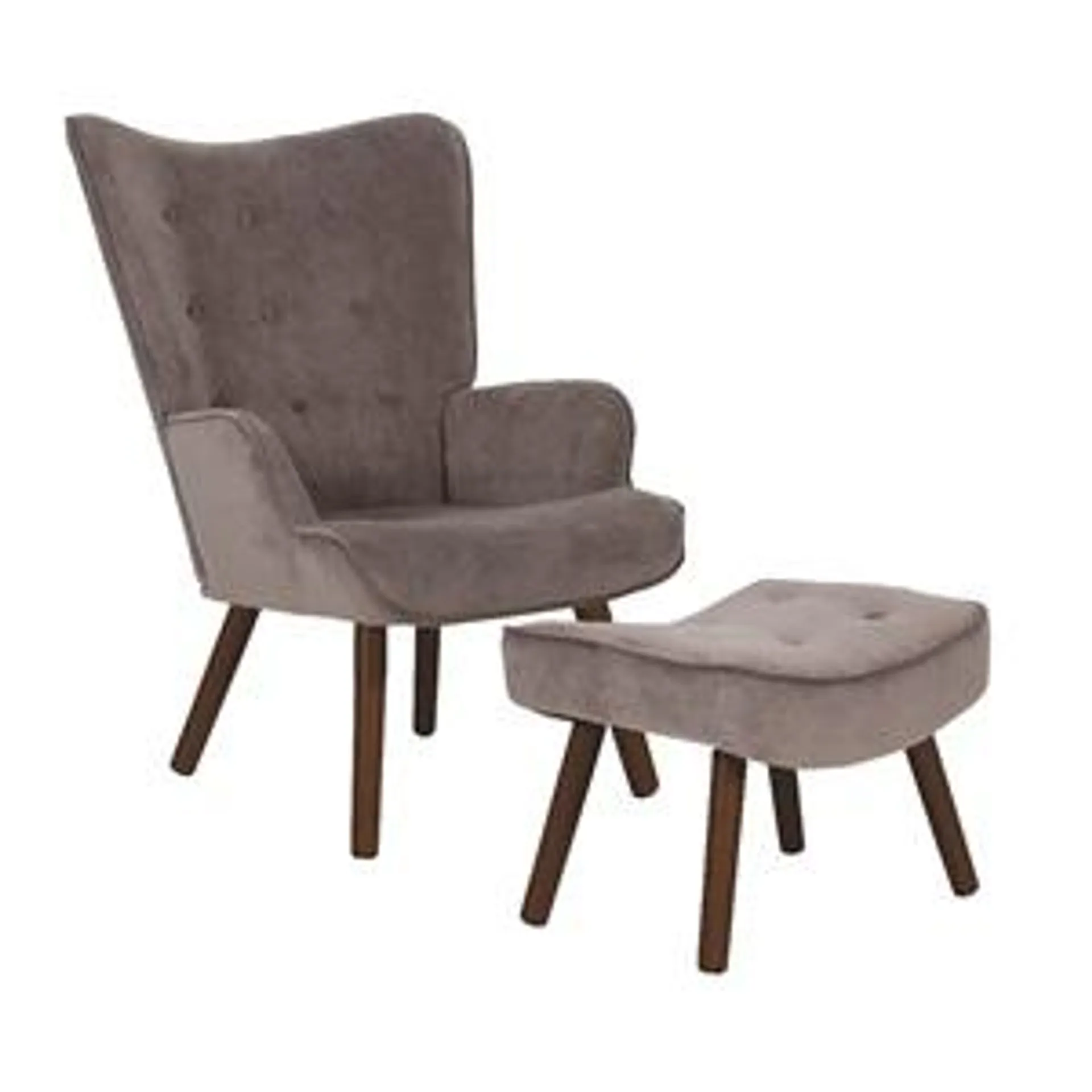 ALMA Set Armchair & Stool Walnut / Velure Brown (K/D)