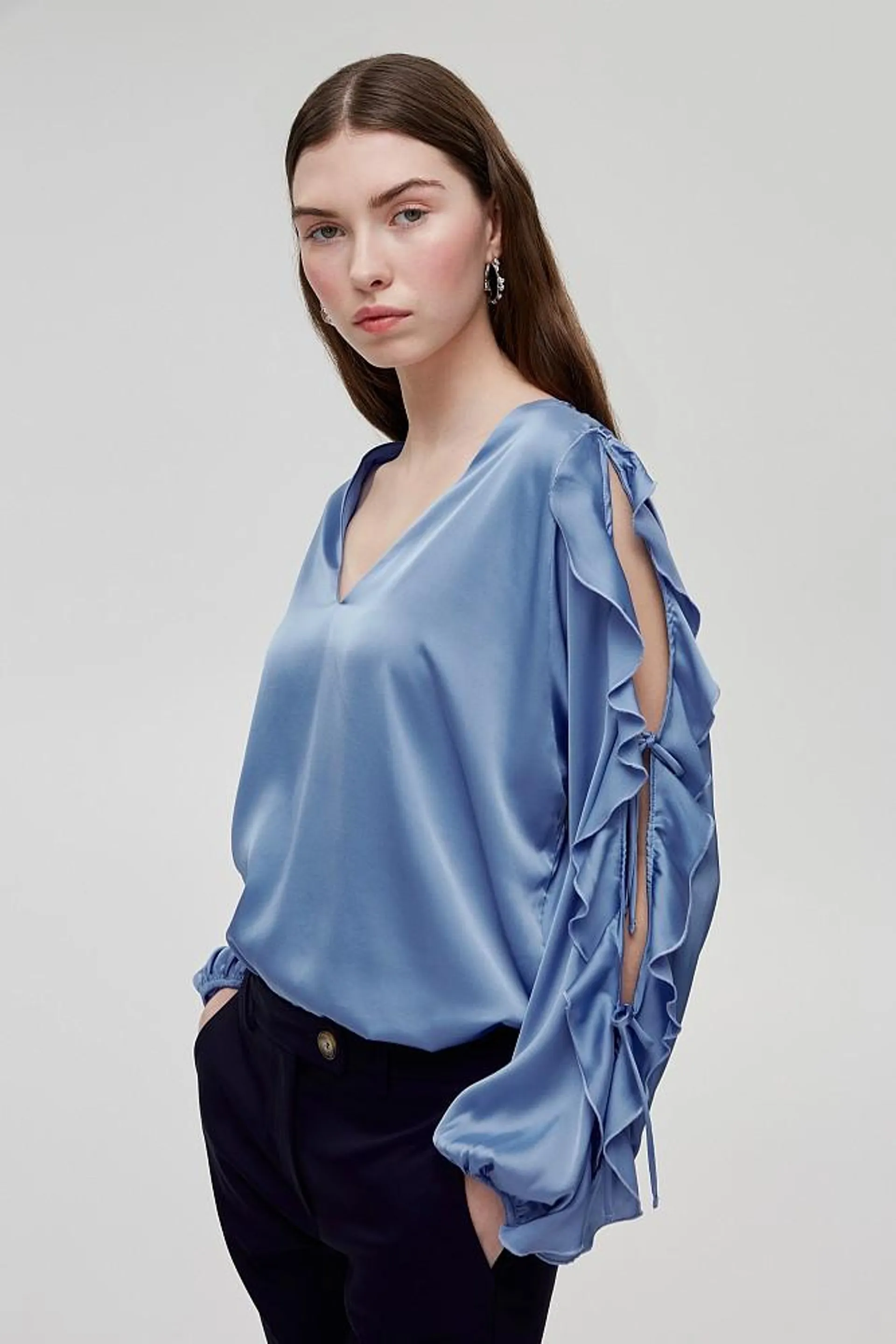 Satin blouse with cut out