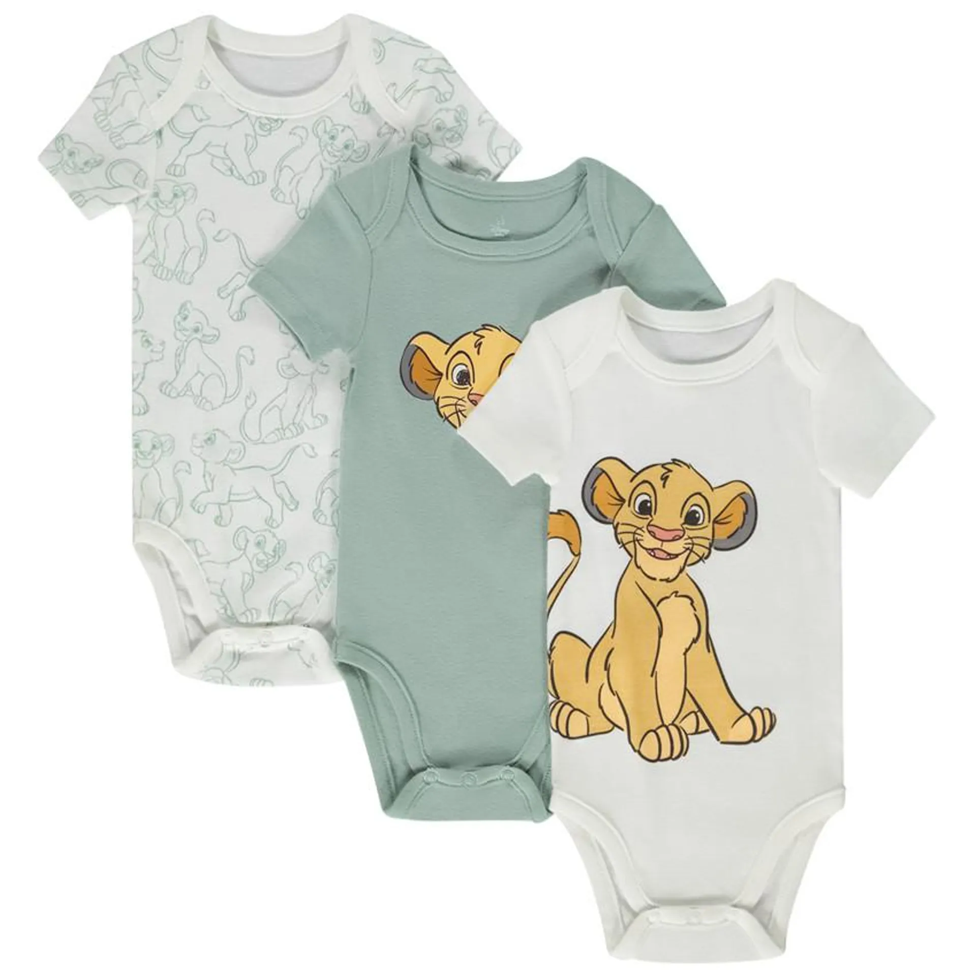 Lot de 3 bodies manches Le Roi Lion Disney courtes pour bébé garçon