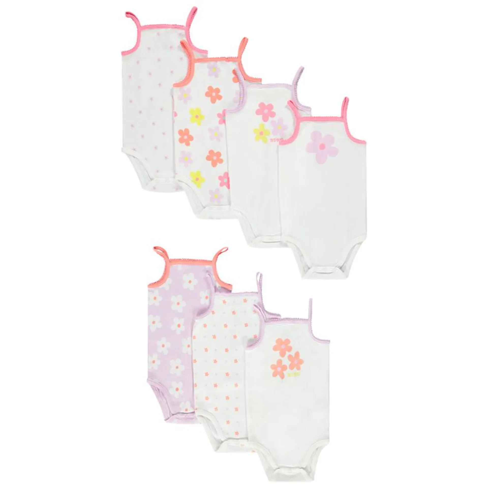 Σετ από 7 bodies floral straps για bebe κορίτσι