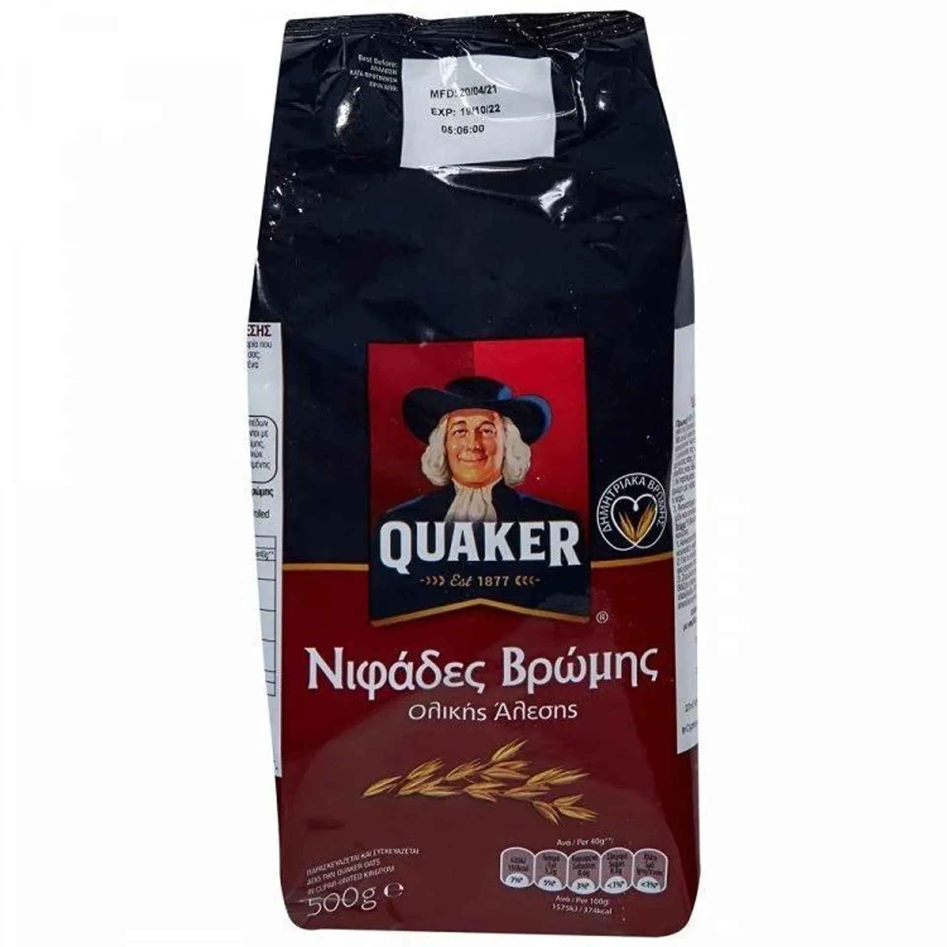 Quaker Νιφάδες Βρώμης Σε Σακούλακι 500gr