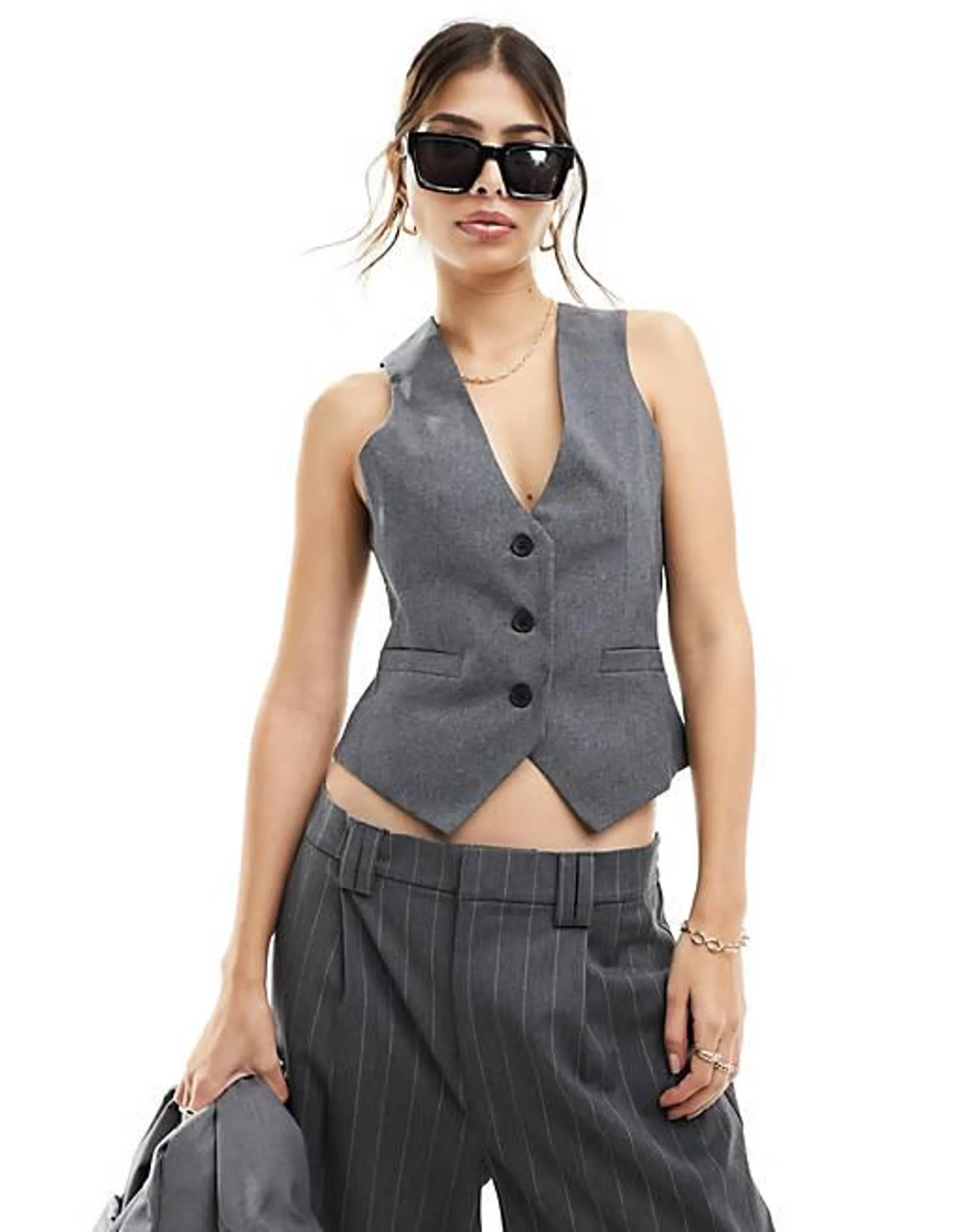 ASOS DESIGN tailored waistcoat in charcoal