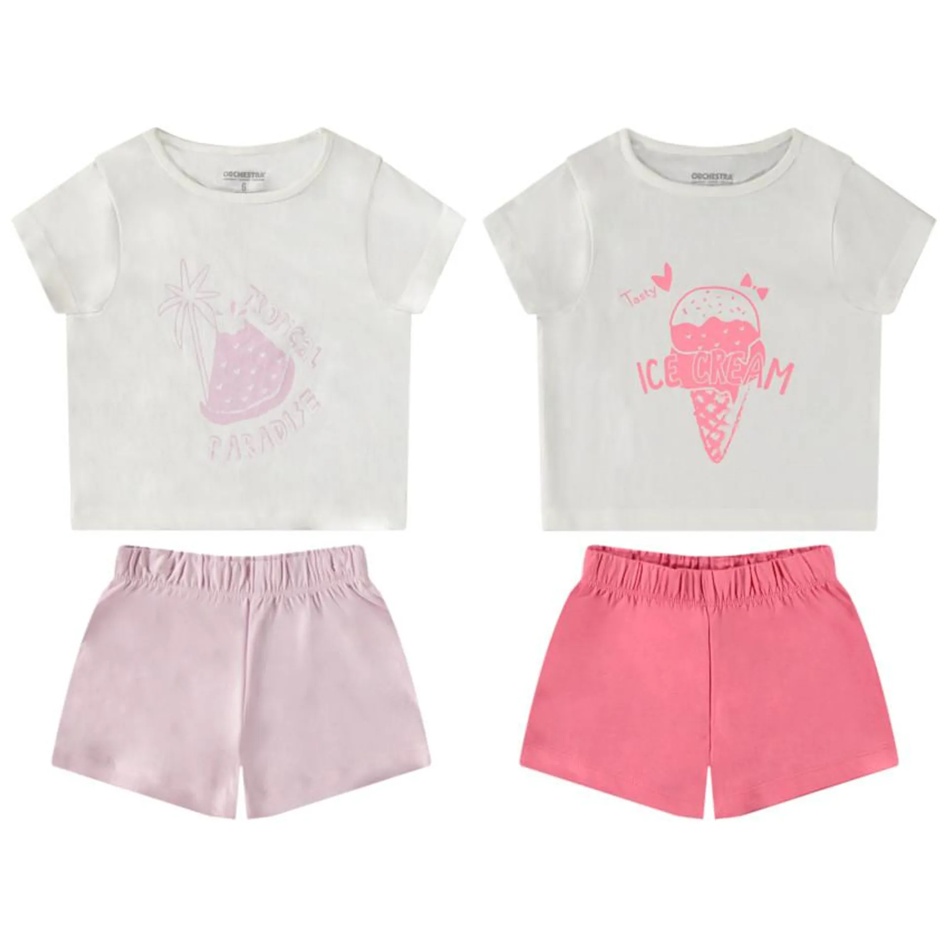 Lot de 2 pyjamas courts en coton pour fille