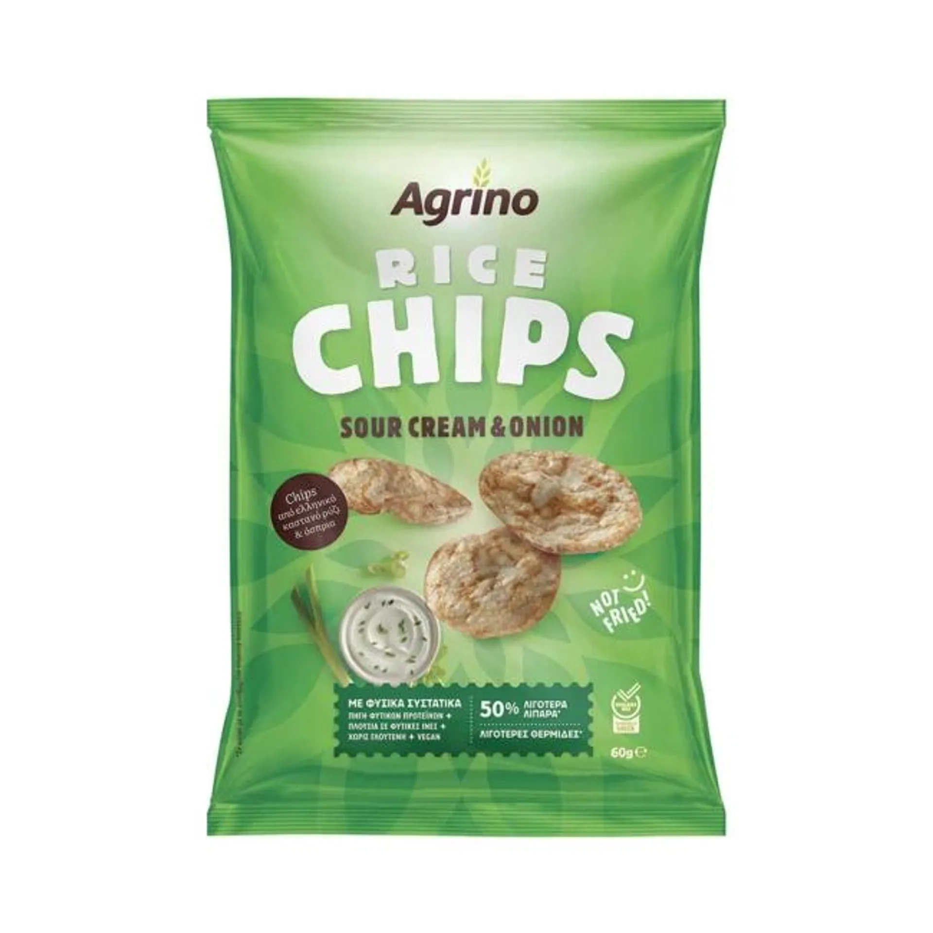 AGRINO 60G RICE CHIPS SOUR CREAM & ONION