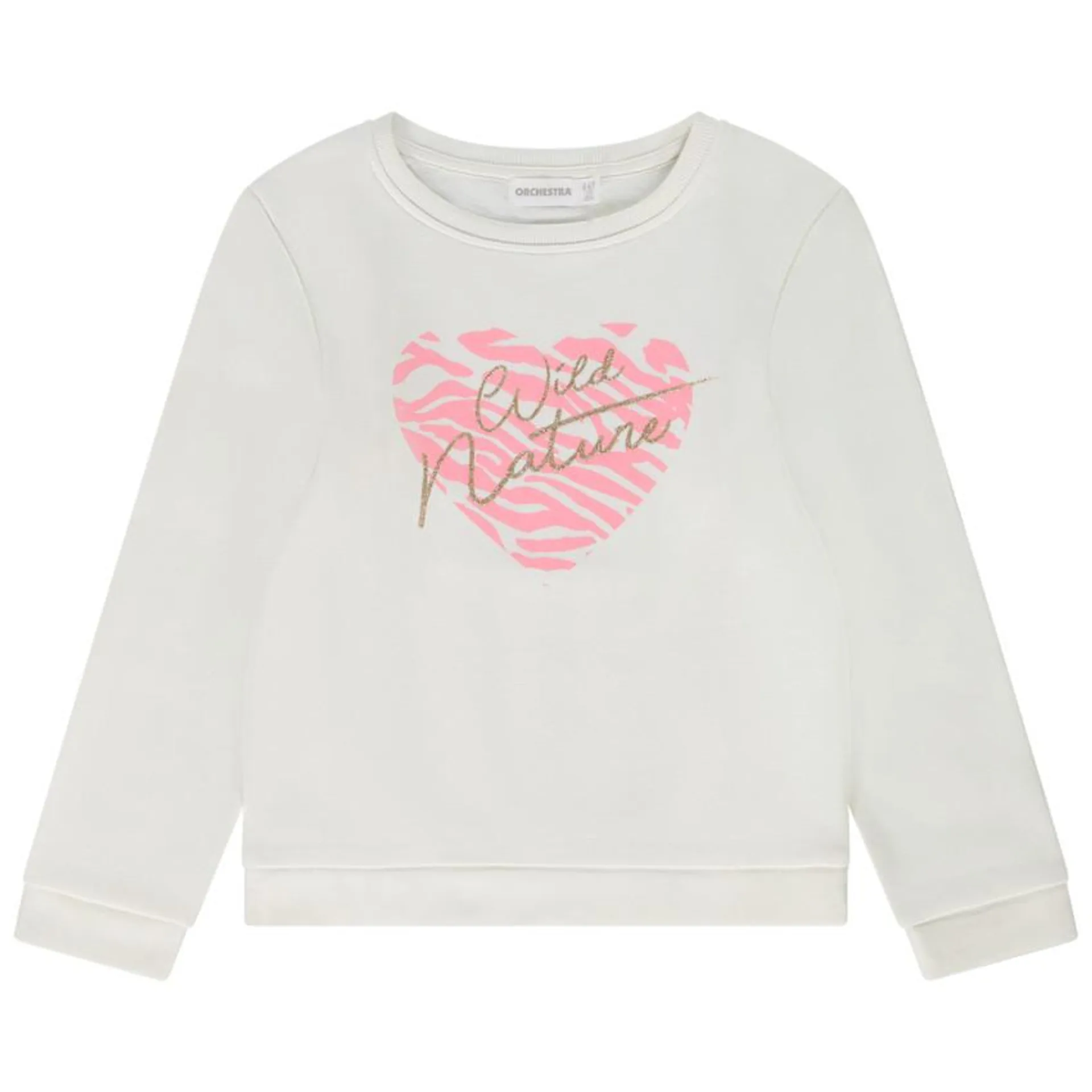 Sweat en molleton uni print fantaisie pour fille