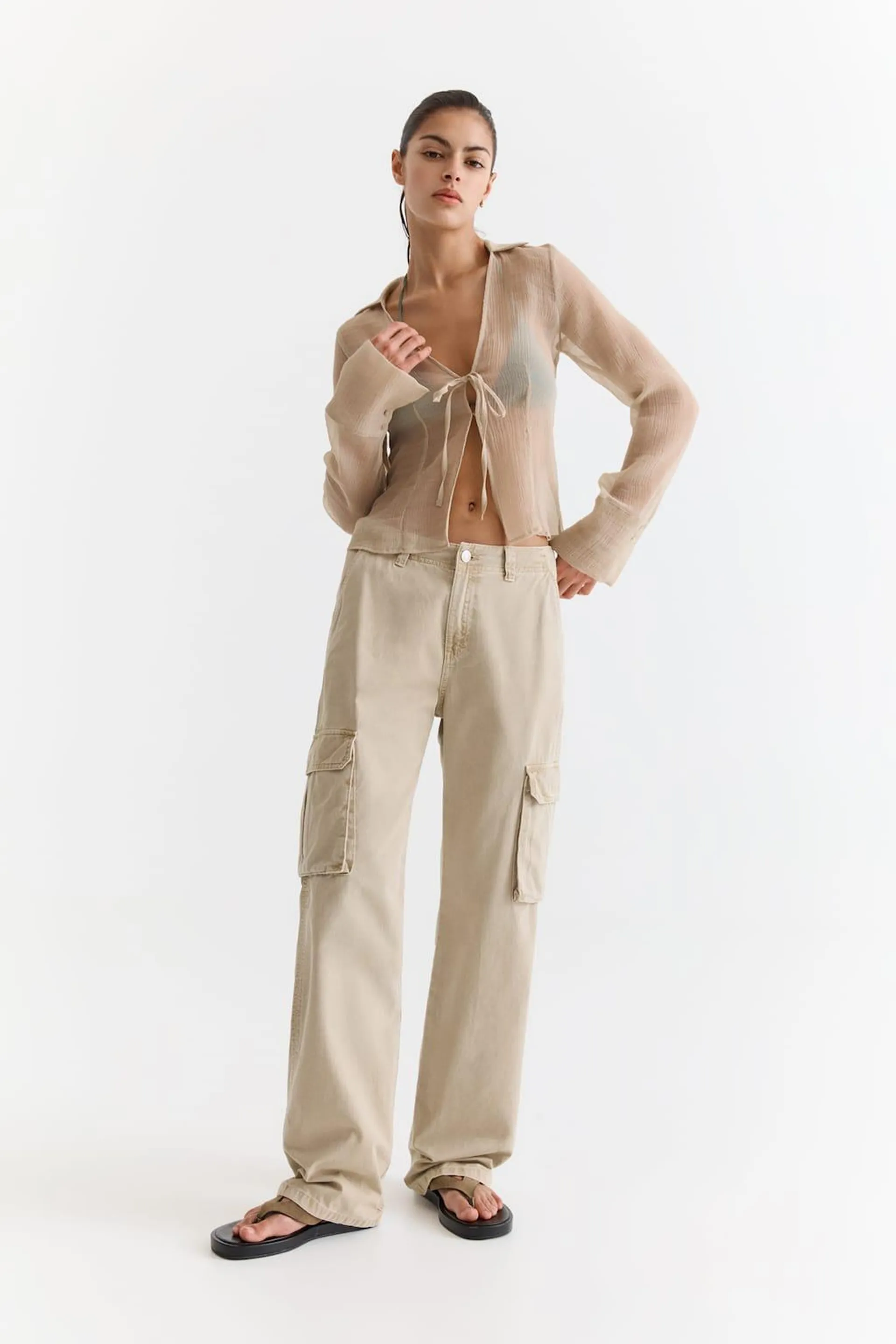 HIGH WAIST CARGO TROUSERS