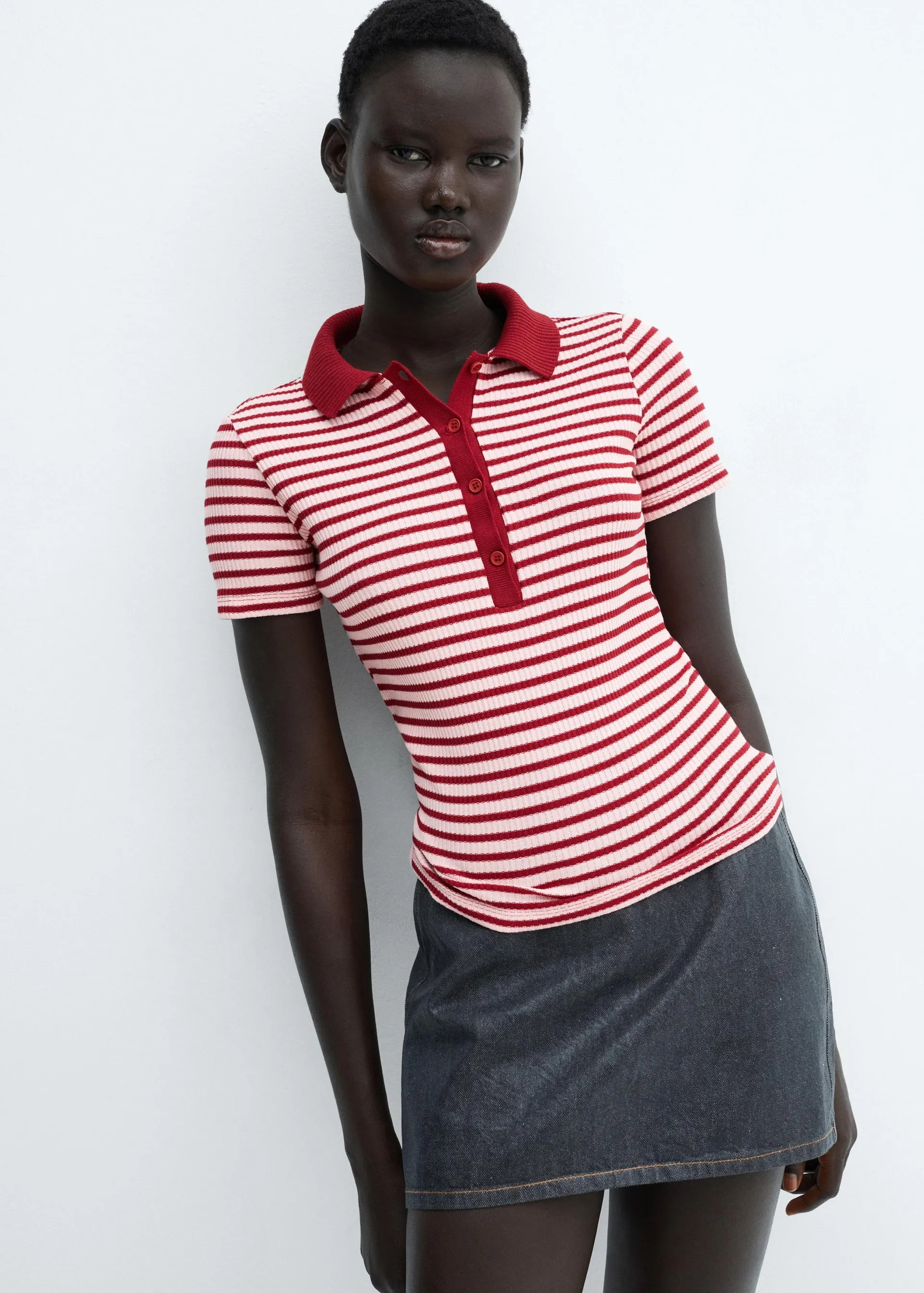 Short sleeve striped polo shirt