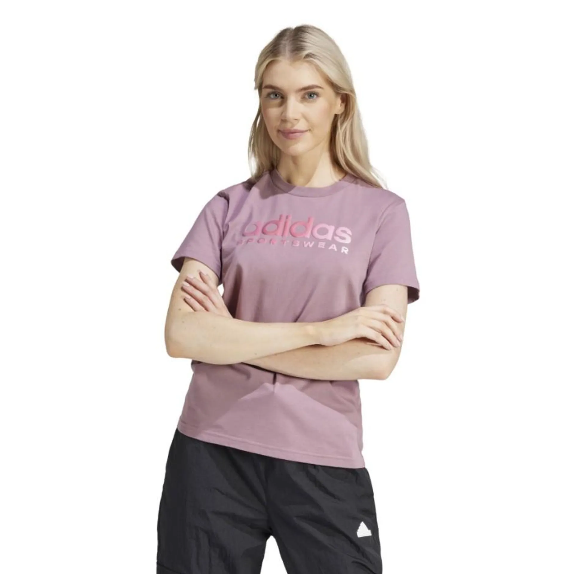 Γυναικεία Κοντομάνικη Μπλούζα Μωβ - adidas Sportswear Linear