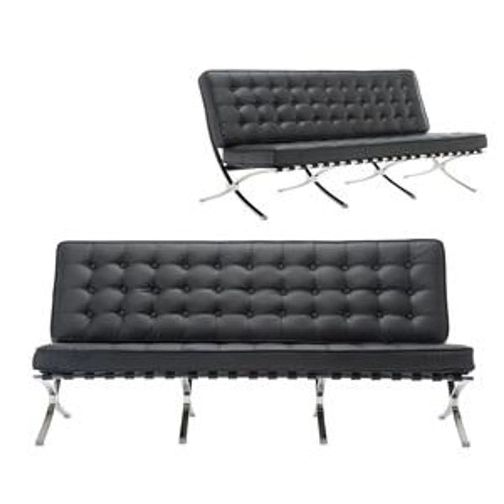 BARCELONA Type 3-Seater Sofa Black Pu